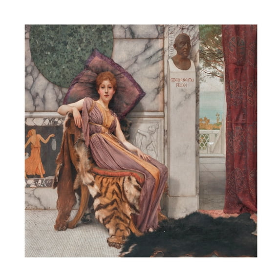 Canvas Wall Art - Masters Collection 'Sweet Idleness II John William Godward' Wall Art for Living Room, Bedroom, or Office Décor by Trademark Fine Art - 18 x 18 Inches