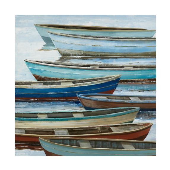 Canvas Wall Art - Max Maxx 'Anchored Boats' Wall Art for Living Room, Bedroom, or Office Décor by Trademark Fine Art - 14 x 14 Inches