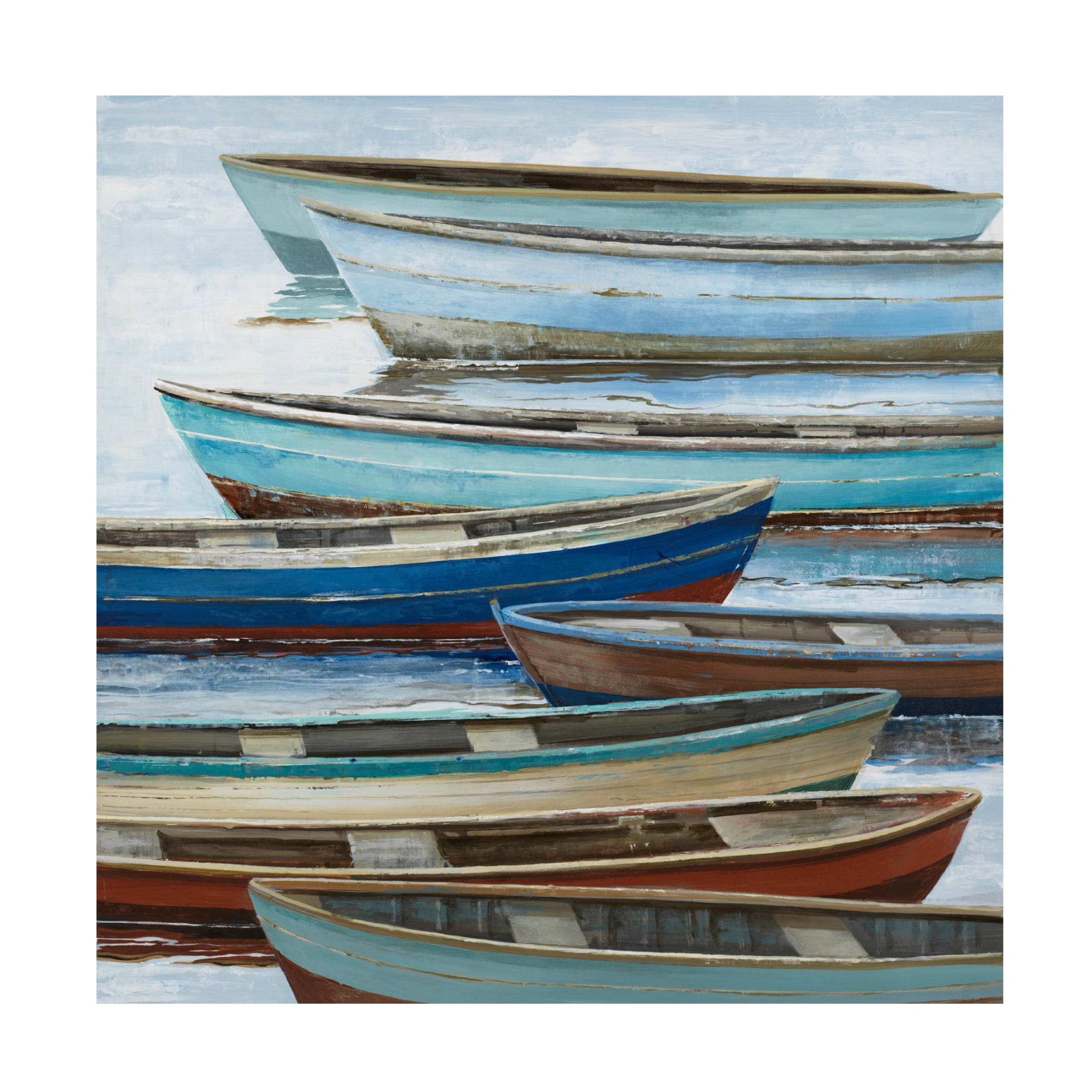 Canvas Wall Art - Max Maxx 'Anchored Boats' Wall Art for Living Room, Bedroom, or Office Décor by Trademark Fine Art - 18 x 18 Inches