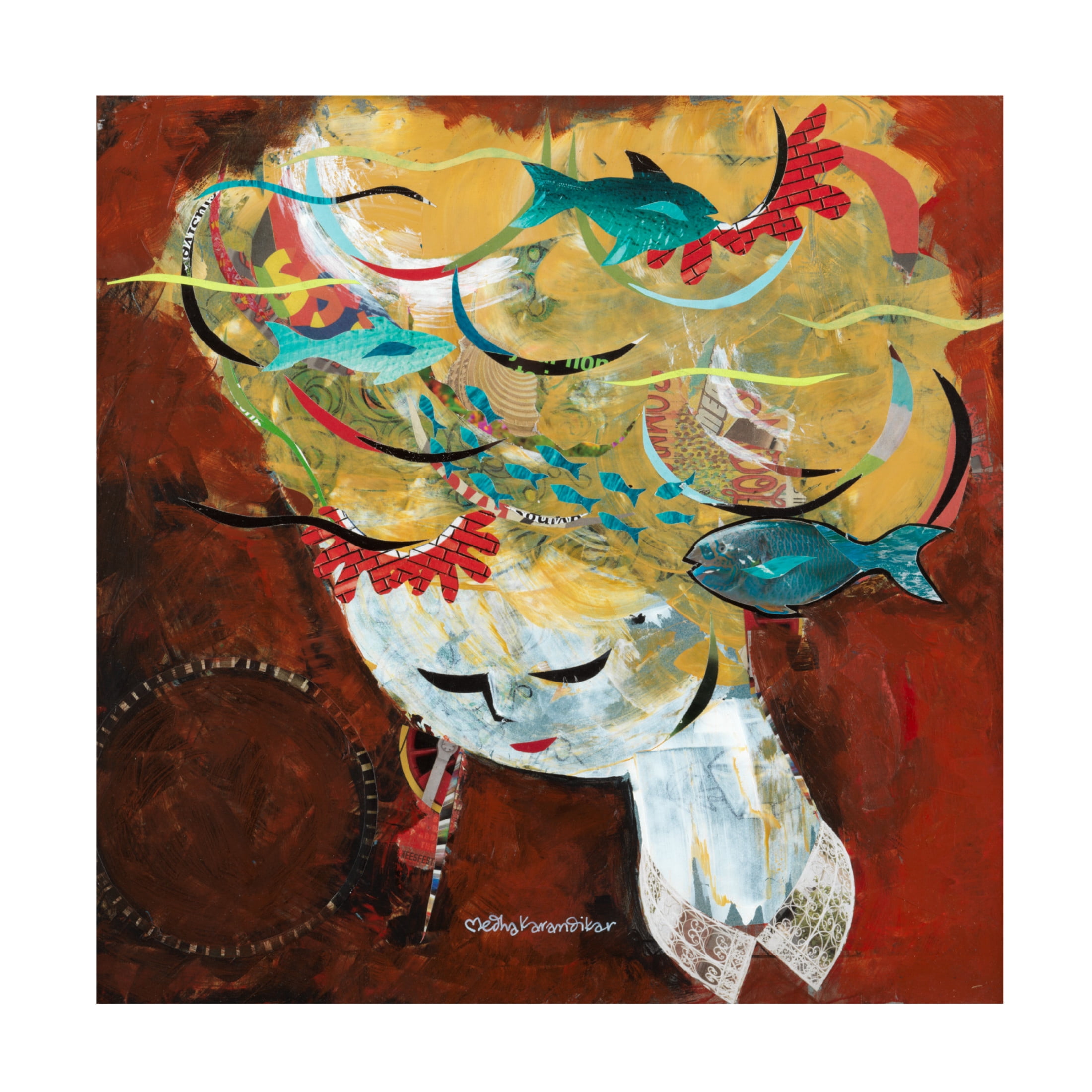 Canvas Wall Art - Medha Karandikar 'Sea Thoughts' Wall Art for Living Room, Bedroom, or Office Décor by Trademark Fine Art - 24 x 24 Inches