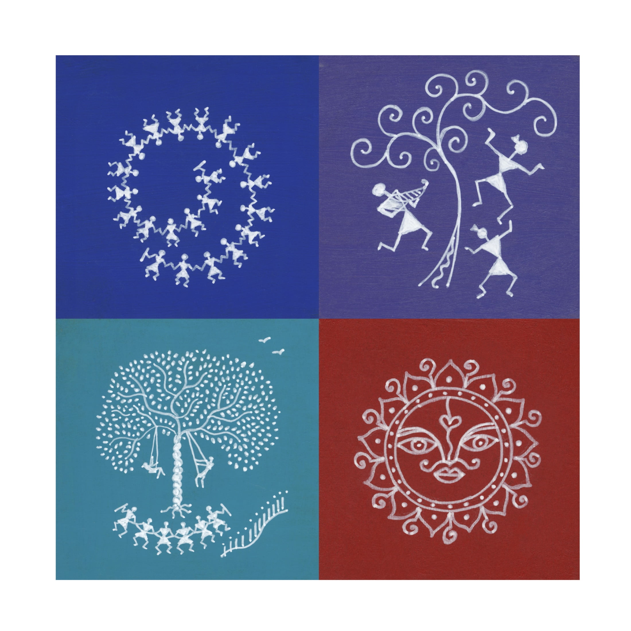 Canvas Wall Art - Medha Karandikar 'The Four Seasons of Life' Wall Art for Living Room, Bedroom, or Office Décor by Trademark Fine Art - 35 x 35 Inches