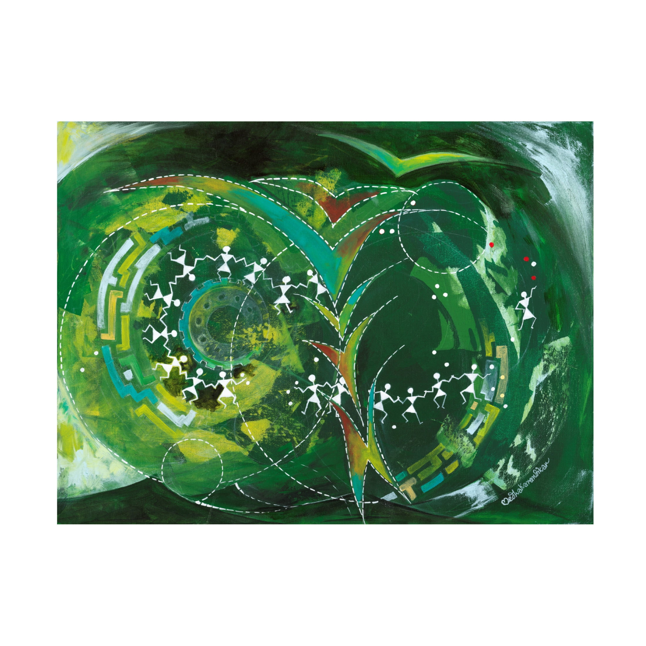 Canvas Wall Art - Medha Karandikar 'Village Dance' Wall Art for Living Room, Bedroom, or Office Décor by Trademark Fine Art - 47 x 35 Inches