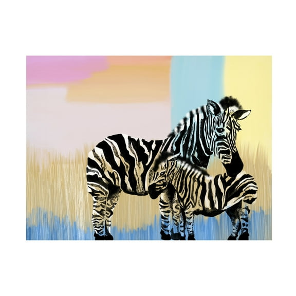 Canvas Wall Art - Meleshnie Govender 'Mama Zebra And Baby' Wall Art for Living Room, Bedroom, or Office Décor by Trademark Fine Art - 19 x 14 Inches