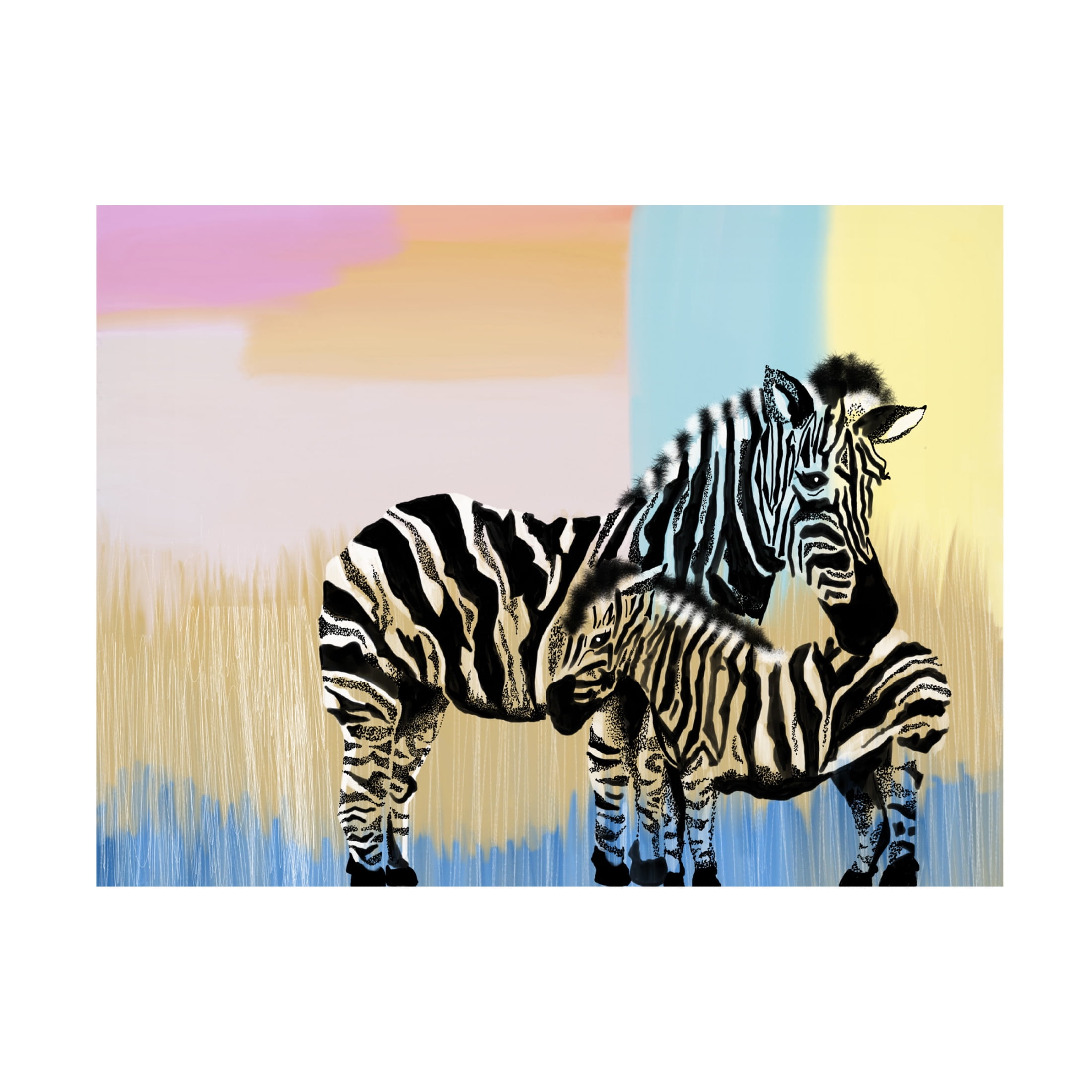 Canvas Wall Art - Meleshnie Govender 'Mama Zebra And Baby' Wall Art for Living Room, Bedroom, or Office Décor by Trademark Fine Art - 24 x 18 Inches