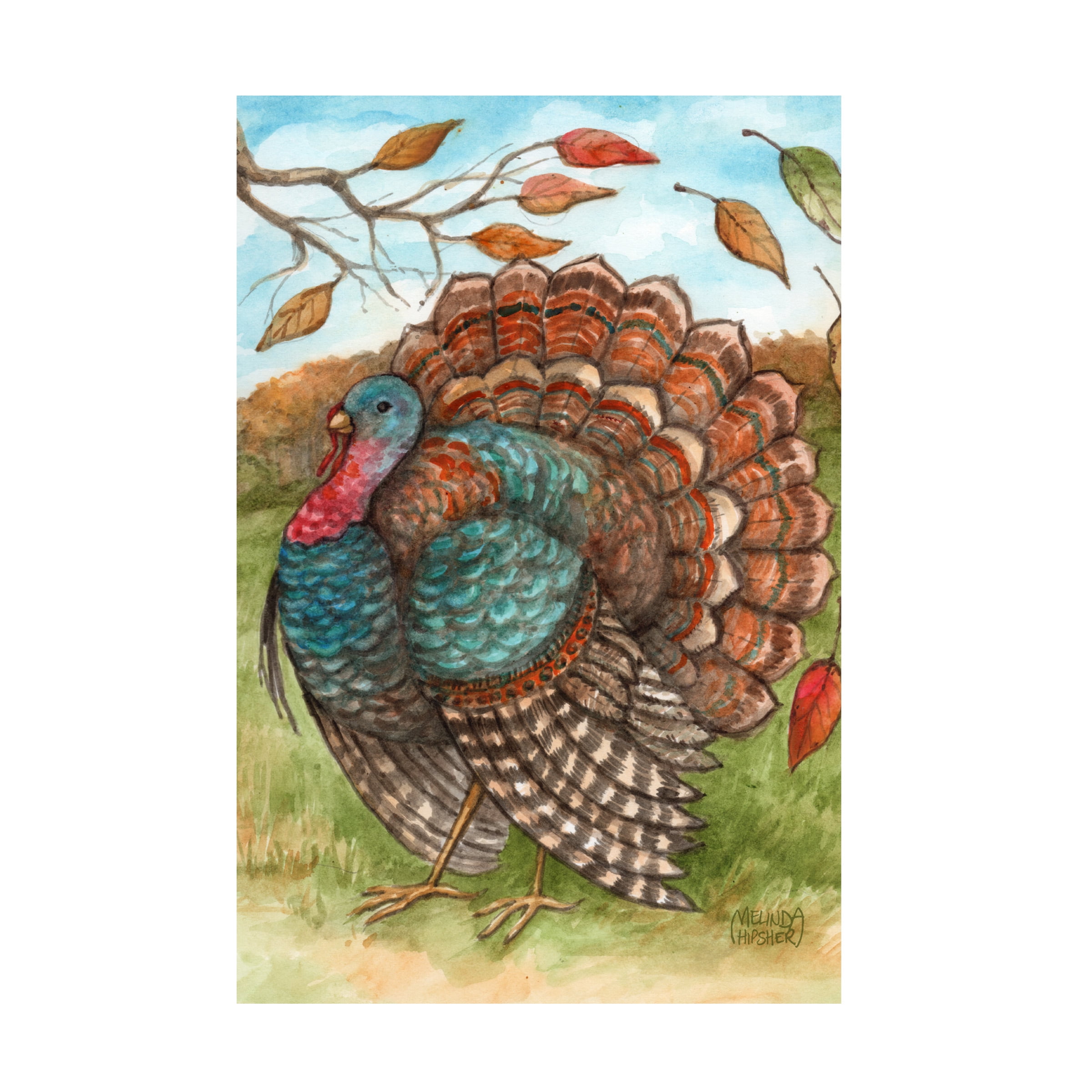 Canvas Wall Art - Melinda Hipsher 'Thankful Autumn Turkey' Wall Art for Living Room, Bedroom, or Office DÃ©cor by Trademark Fine Art - 22 x 32 Inches