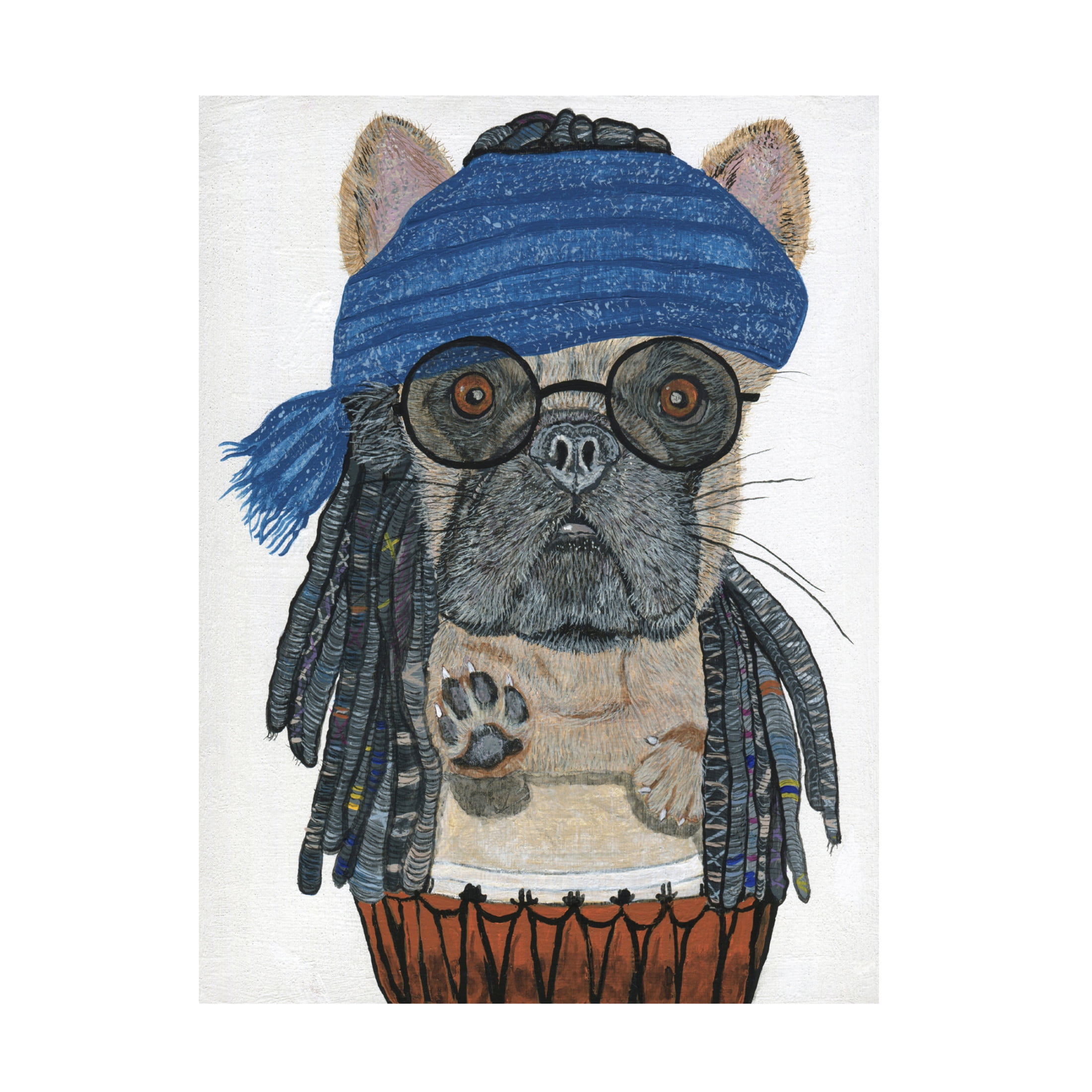 Canvas Wall Art - Melissa Symons 'Hippie Frenchie' Wall Art for Living Room, Bedroom, or Office Décor by Trademark Fine Art - 24 x 32 Inches