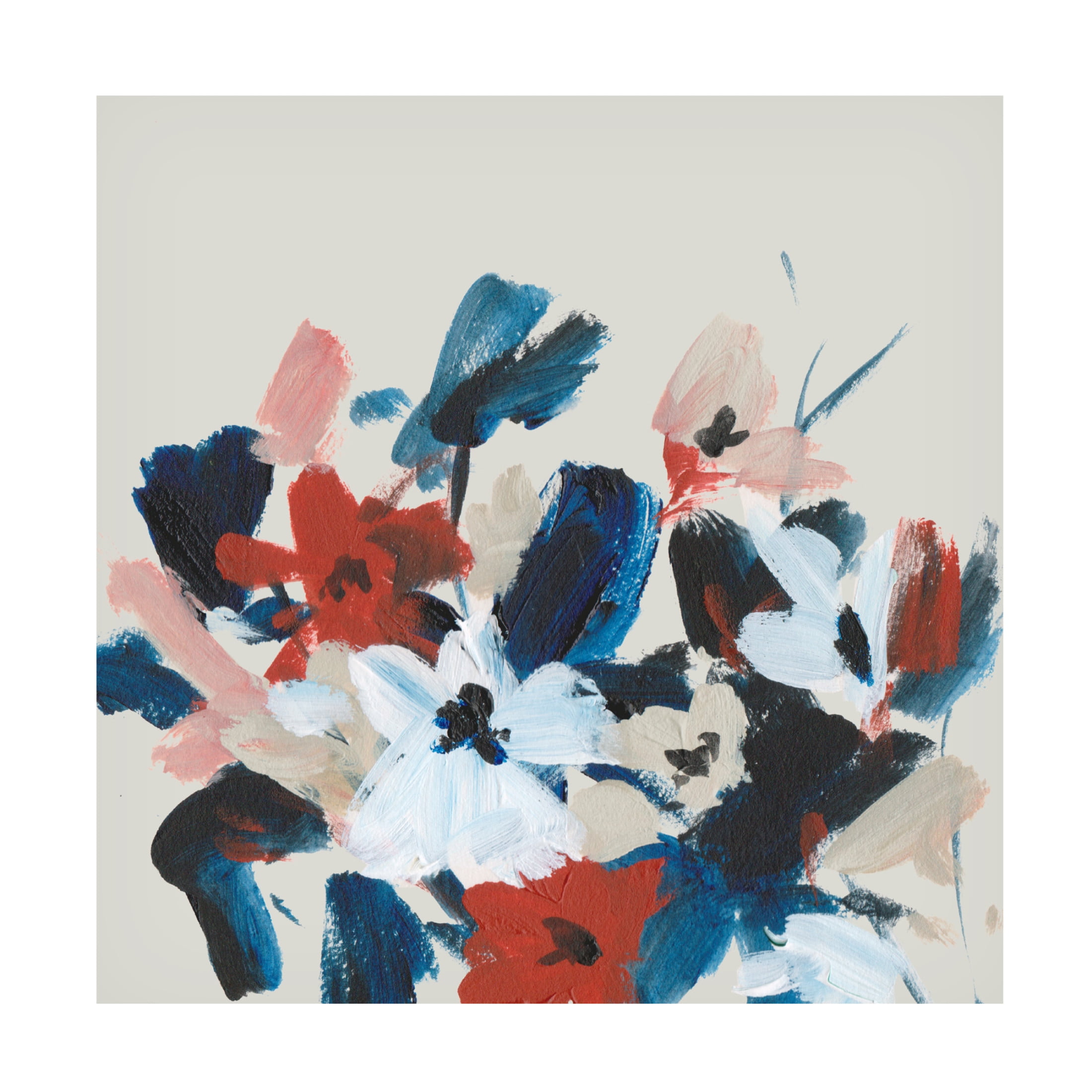 Canvas Wall Art - Melissa Wang 'Indigo and Crimson Blooms I' Wall Art for Living Room, Bedroom, or Office Décor by Trademark Fine Art - 24 x 24 Inches