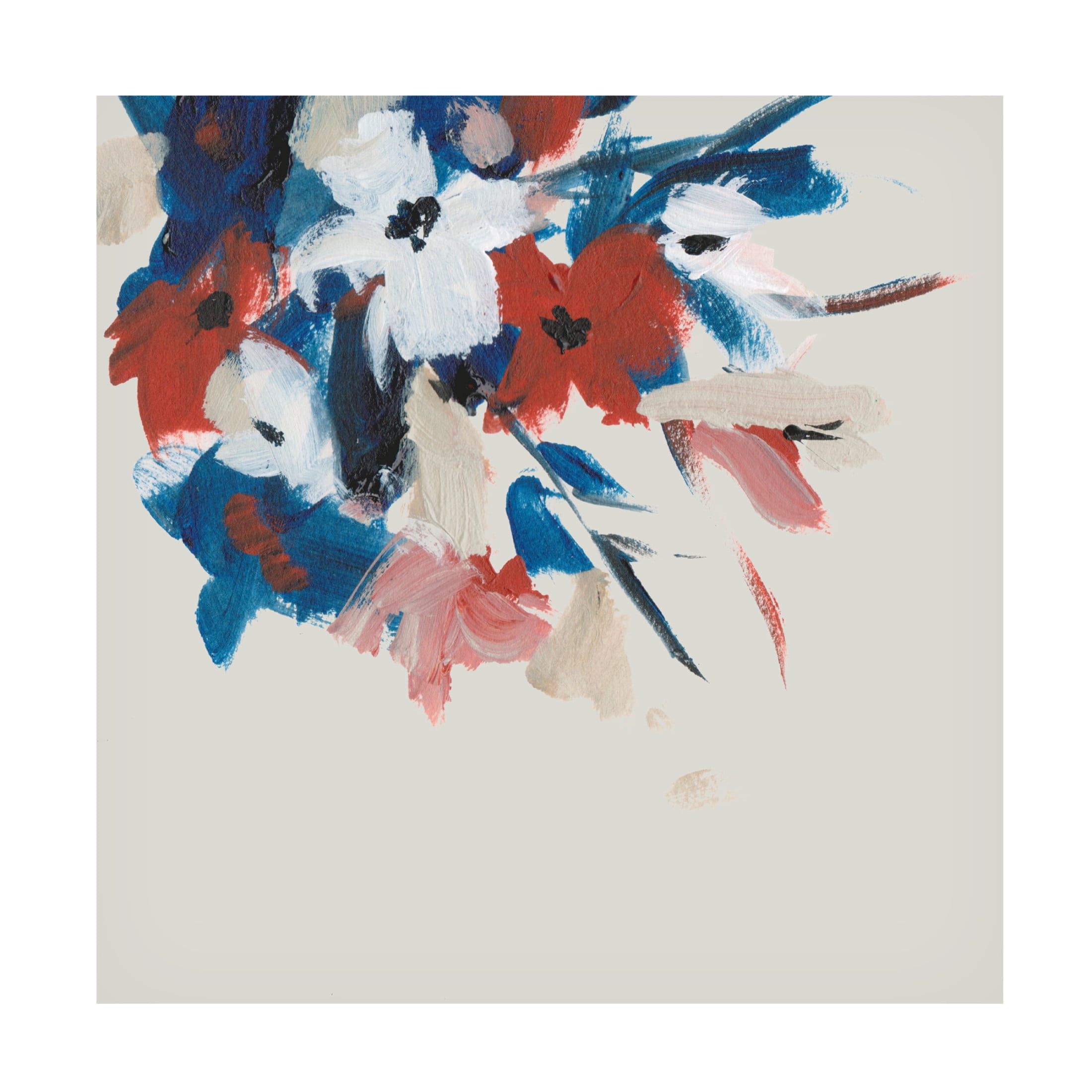 Canvas Wall Art - Melissa Wang 'Indigo and Crimson Blooms II' Wall Art for Living Room, Bedroom, or Office Décor by Trademark Fine Art - 18 x 18 Inches