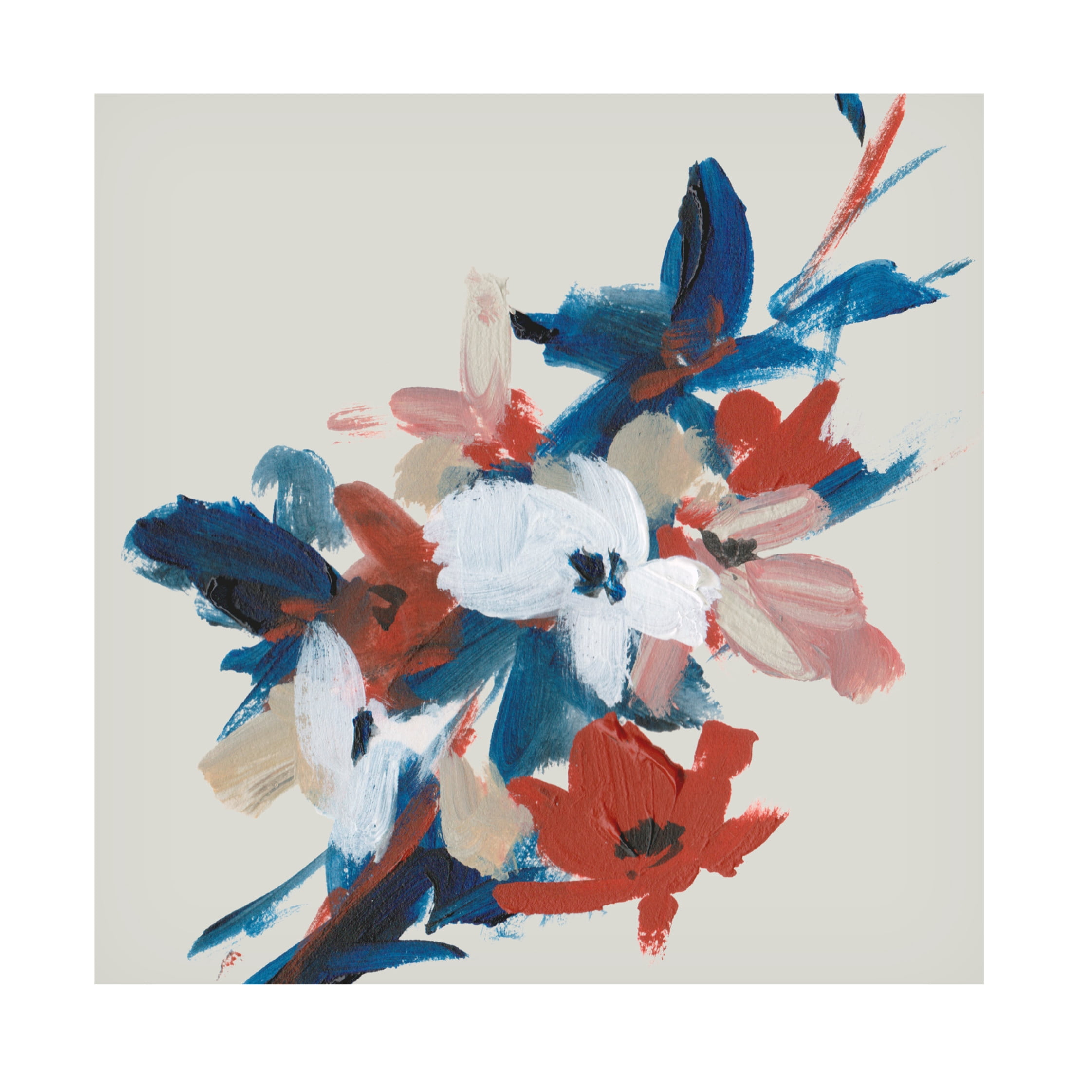 Canvas Wall Art - Melissa Wang 'Indigo and Crimson Blooms III' Wall Art for Living Room, Bedroom, or Office Décor by Trademark Fine Art - 35 x 35 Inches