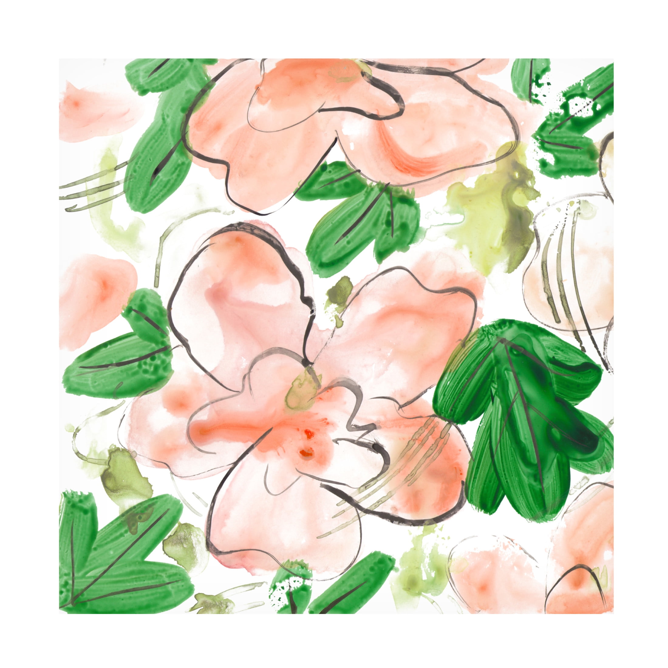 Canvas Wall Art - Melissa Wang 'Peachy Flora I' Wall Art for Living Room, Bedroom, or Office Décor by Trademark Fine Art - 14 x 14 Inches