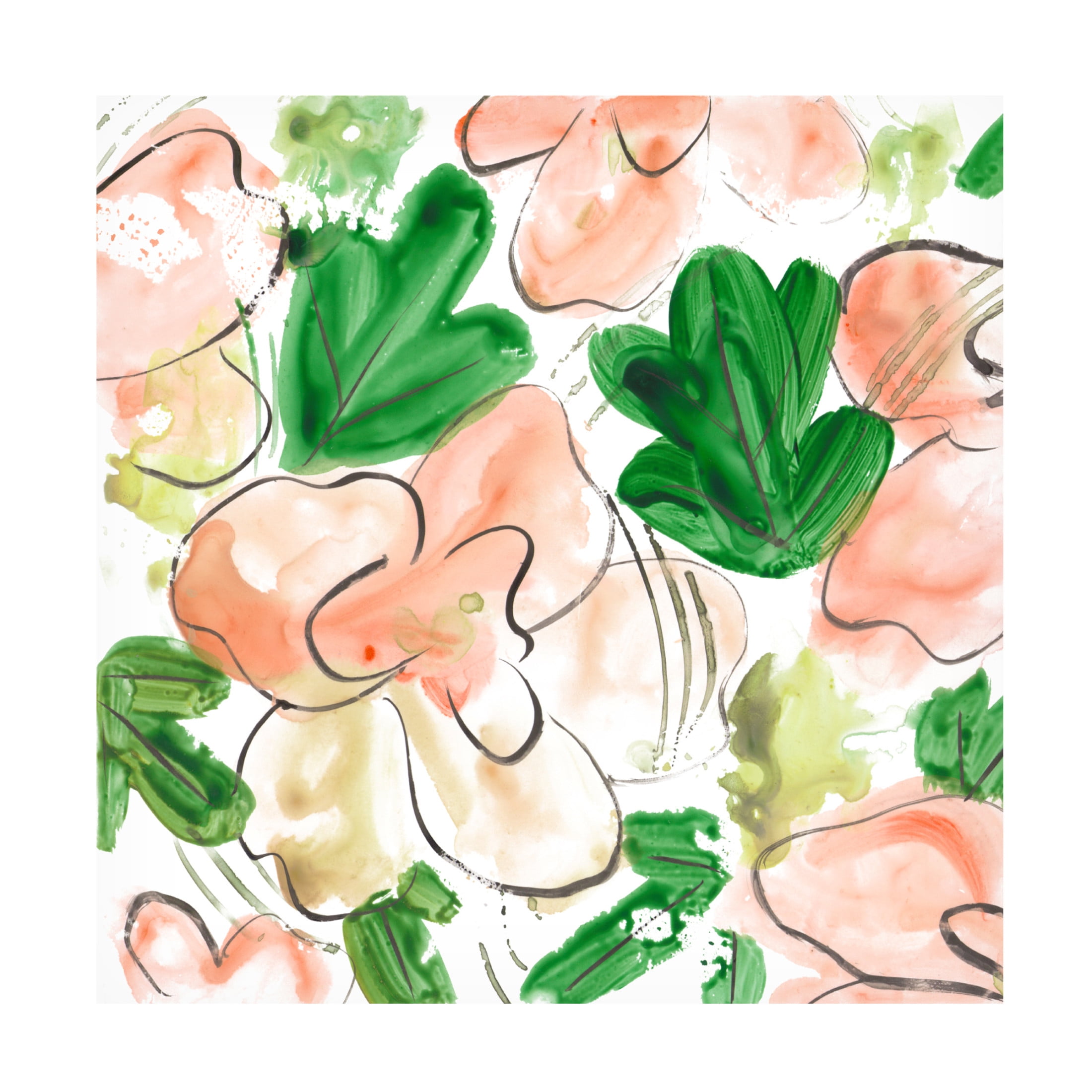 Canvas Wall Art - Melissa Wang 'Peachy Flora III' Wall Art for Living Room, Bedroom, or Office Décor by Trademark Fine Art - 35 x 35 Inches