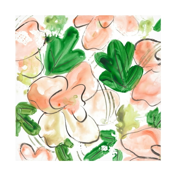 Canvas Wall Art - Melissa Wang 'Peachy Flora III' Wall Art for Living Room, Bedroom, or Office Décor by Trademark Fine Art - 35 x 35 Inches