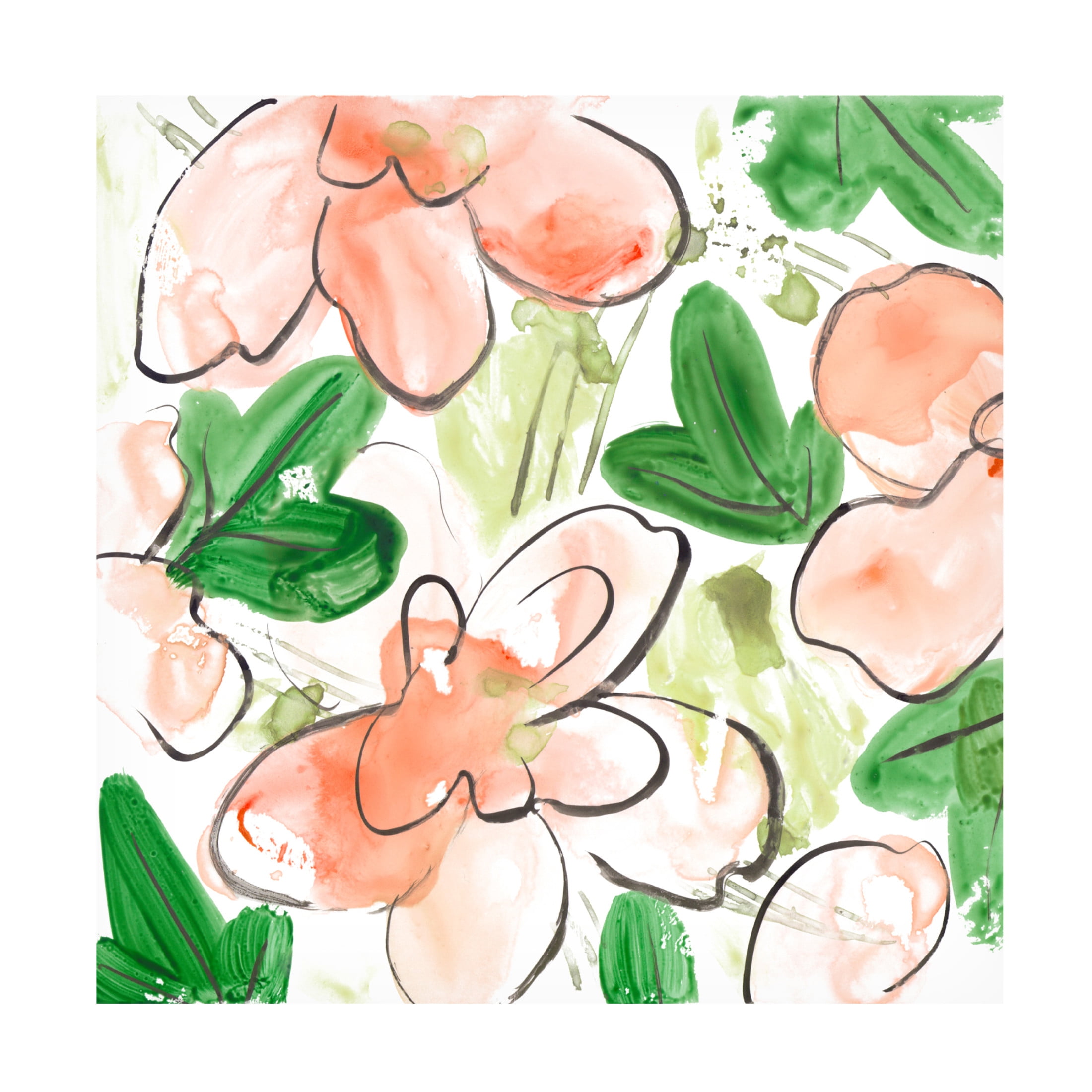 Canvas Wall Art - Melissa Wang 'Peachy Flora IV' Wall Art for Living Room, Bedroom, or Office Décor by Trademark Fine Art - 24 x 24 Inches