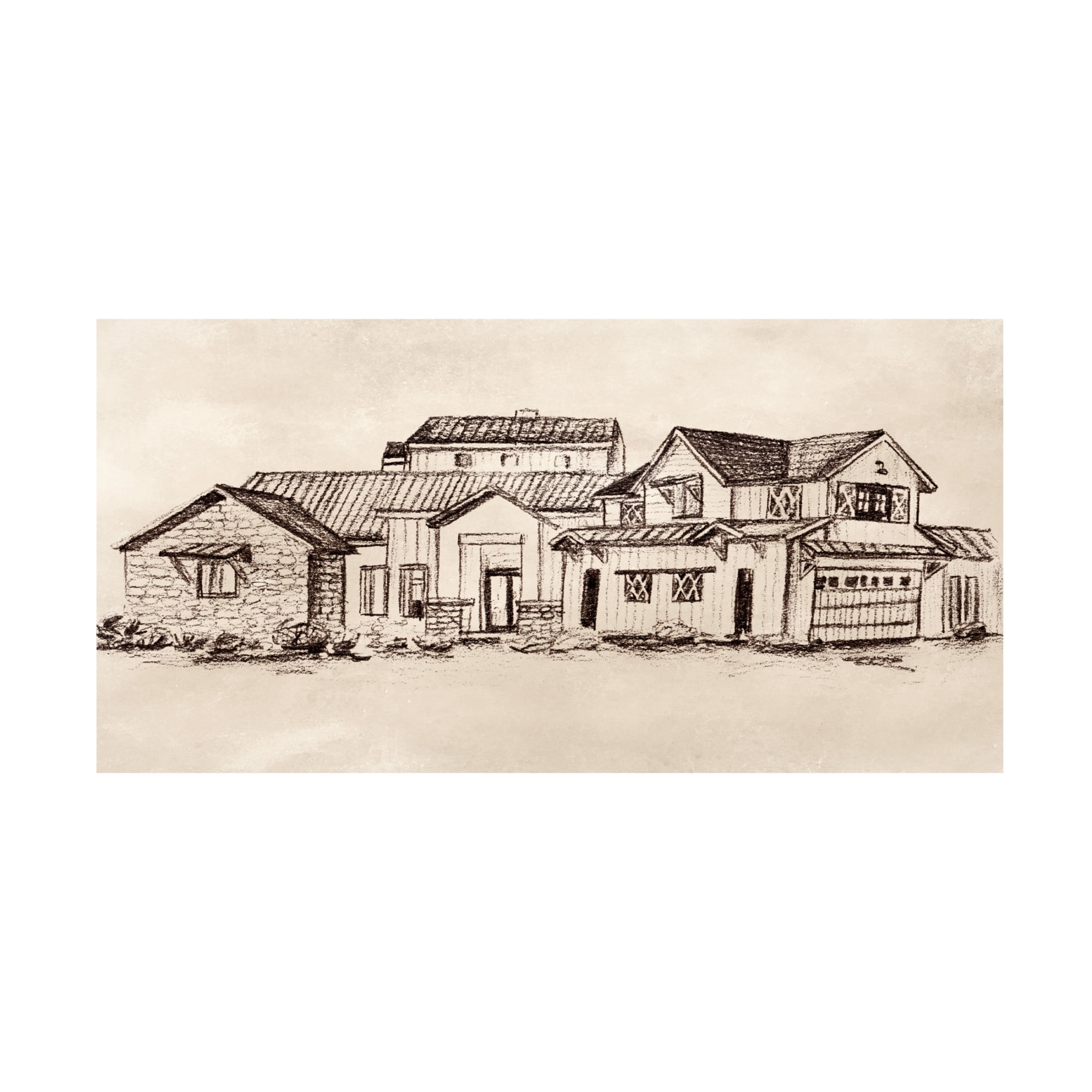Canvas Wall Art - Melissa Wang 'Village at Sunset I' Wall Art for Living Room, Bedroom, or Office Décor by Trademark Fine Art - 19 x 10 Inches