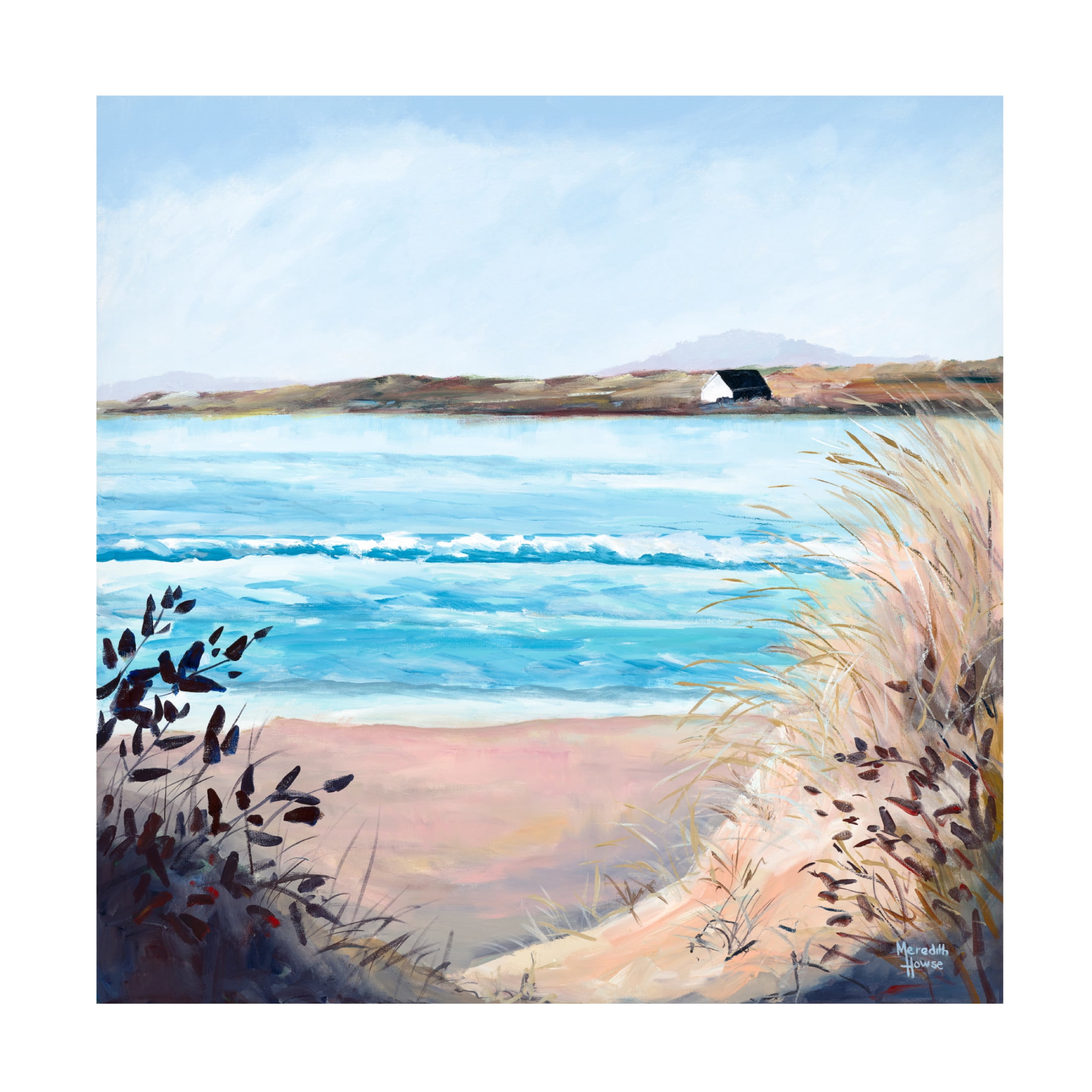 Canvas Wall Art - Meredith Howse 'Boat House on Coles Bay' Wall Art for Living Room, Bedroom, or Office Décor by Trademark Fine Art - 24 x 24 Inches