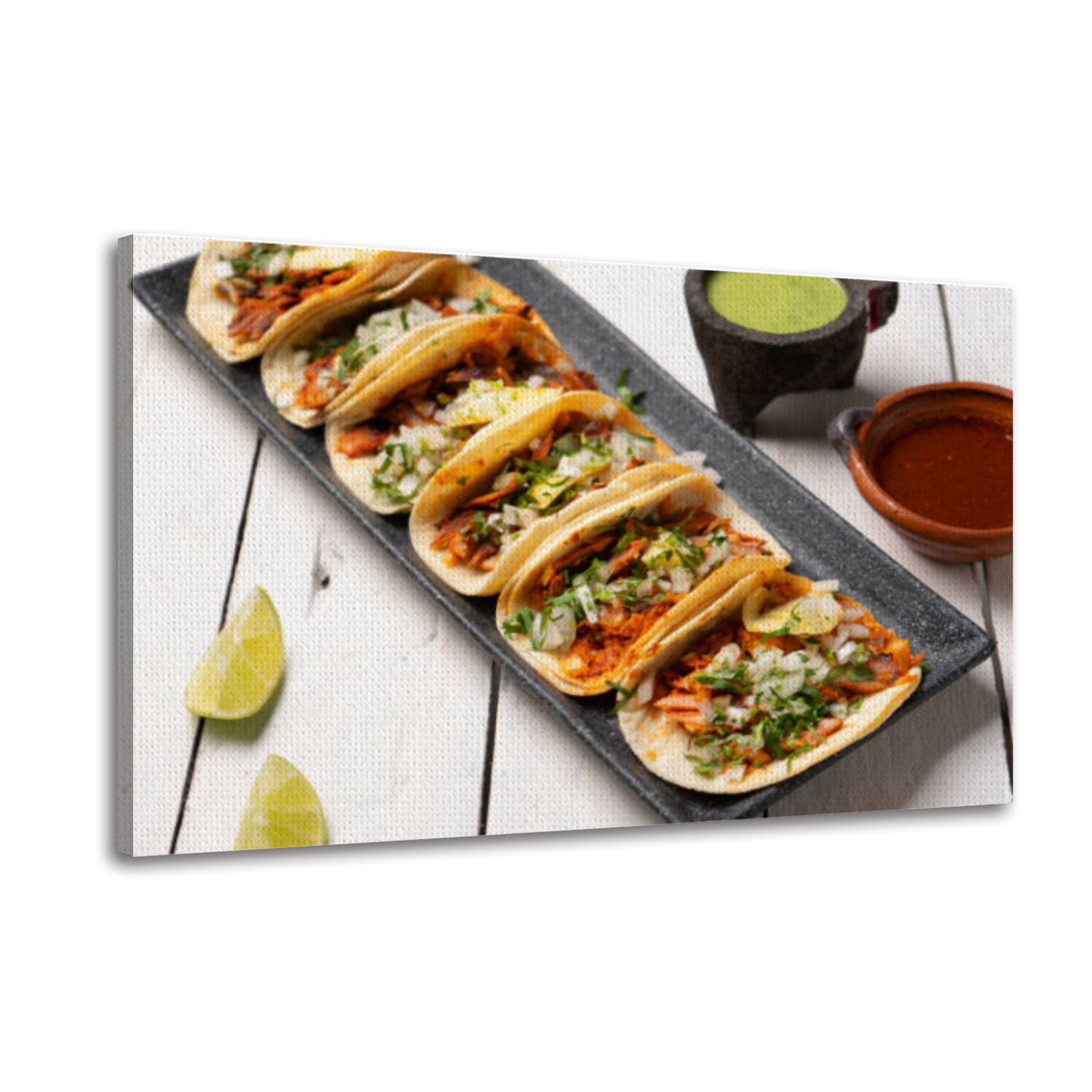 Canvas Wall Art Mexican pork tacos called Al pastor pineapple white ...