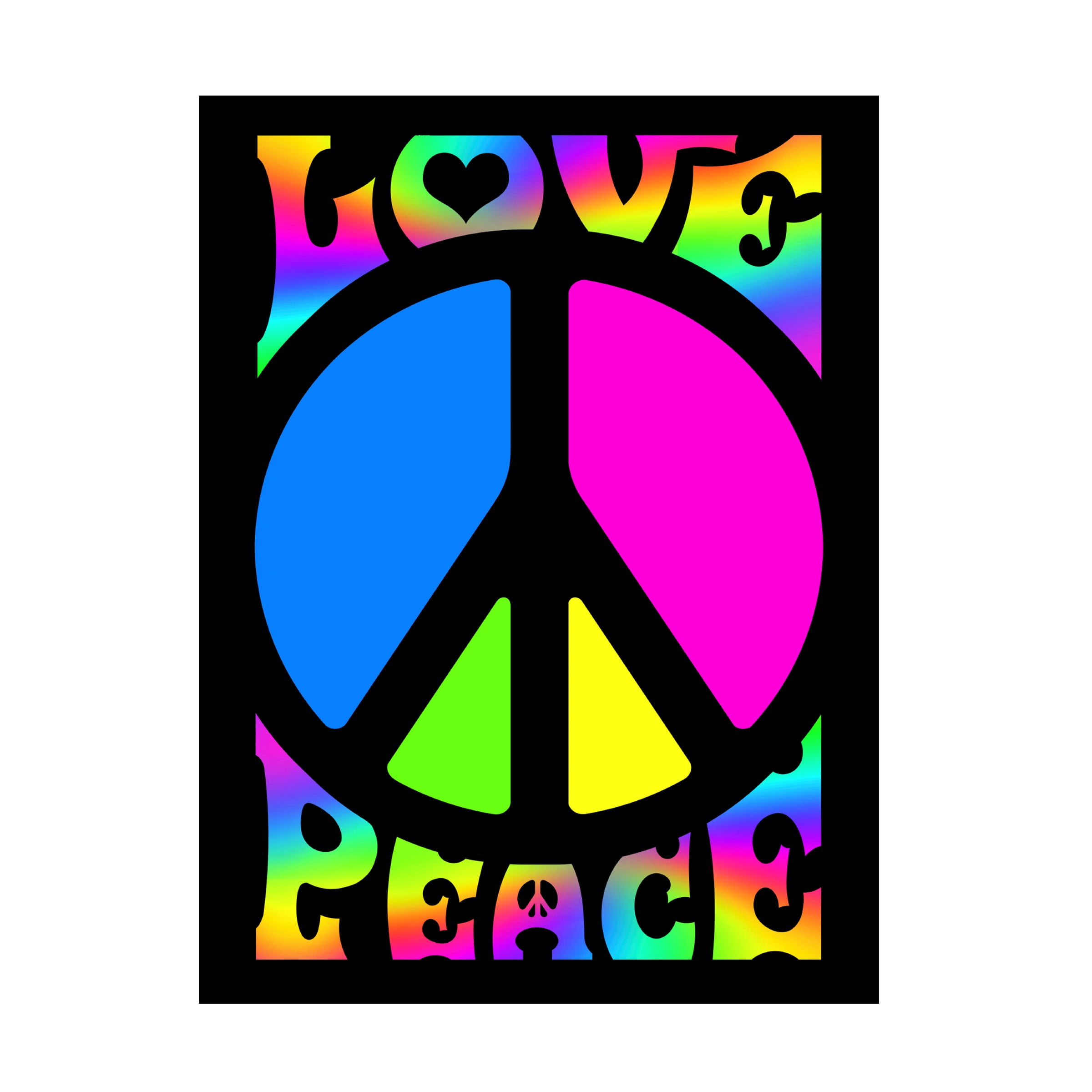 Canvas Wall Art - Michael Fishel 'Retro Peace Sign' Wall Art for Living Room, Bedroom, or Office Décor by Trademark Fine Art - 35 x 47 Inches