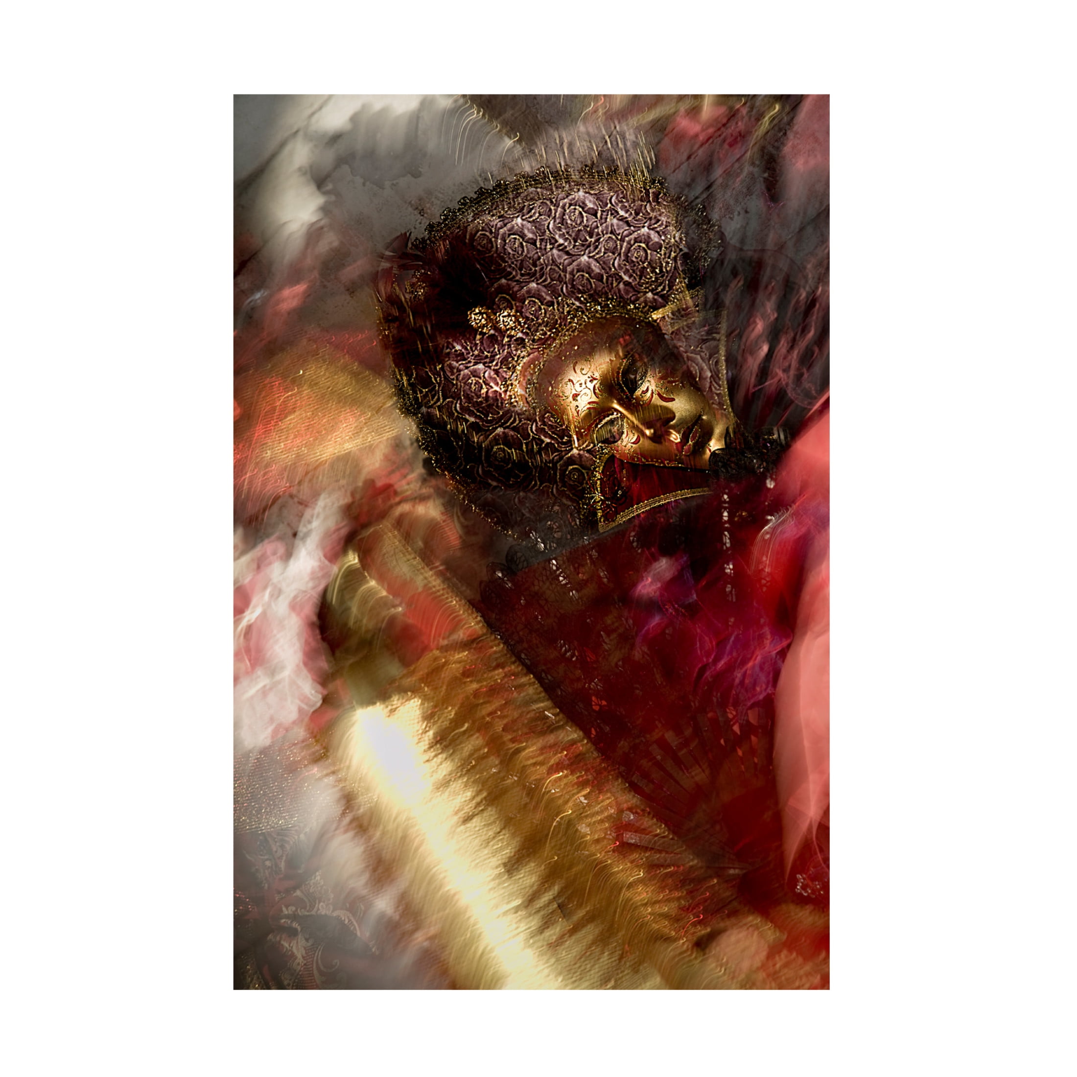 Canvas Wall Art - Milan Malovrh 'Gold In Red' Wall Art for Living Room, Bedroom, or Office Décor by Trademark Fine Art - 30 x 47 Inches