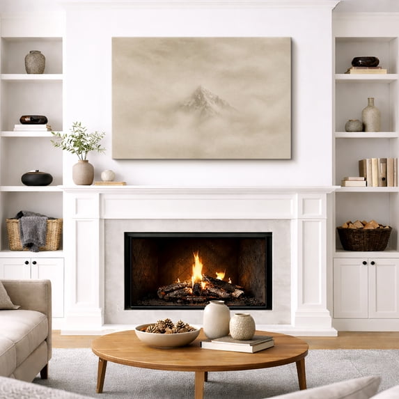 Canvas Wall Art Minimalist Misty Mountain Landscape Print for Living Room Decoration - 24"x36"