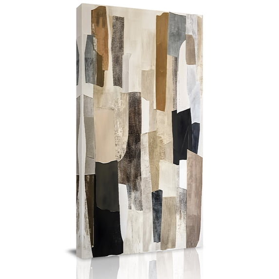Canvas Wall Art, Modern Black Brown Framed Canvas Prints for Bedroom Dining Room, Abstract Oil Painting Art Oversized Gallery Wrapped Wall Decor for Home Office, Gifts, 20"x40" Ship Next Day