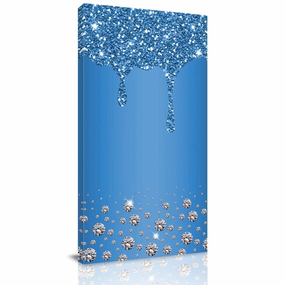 Canvas Wall Art, Modern Blue Framed Canvas Prints for Living Room Bedroom, Abstract Diamond Luxury Gradient Oversized Gallery Wrapped Wall Decor for Home Office, Gifts, 40"x60" Ship Next Day