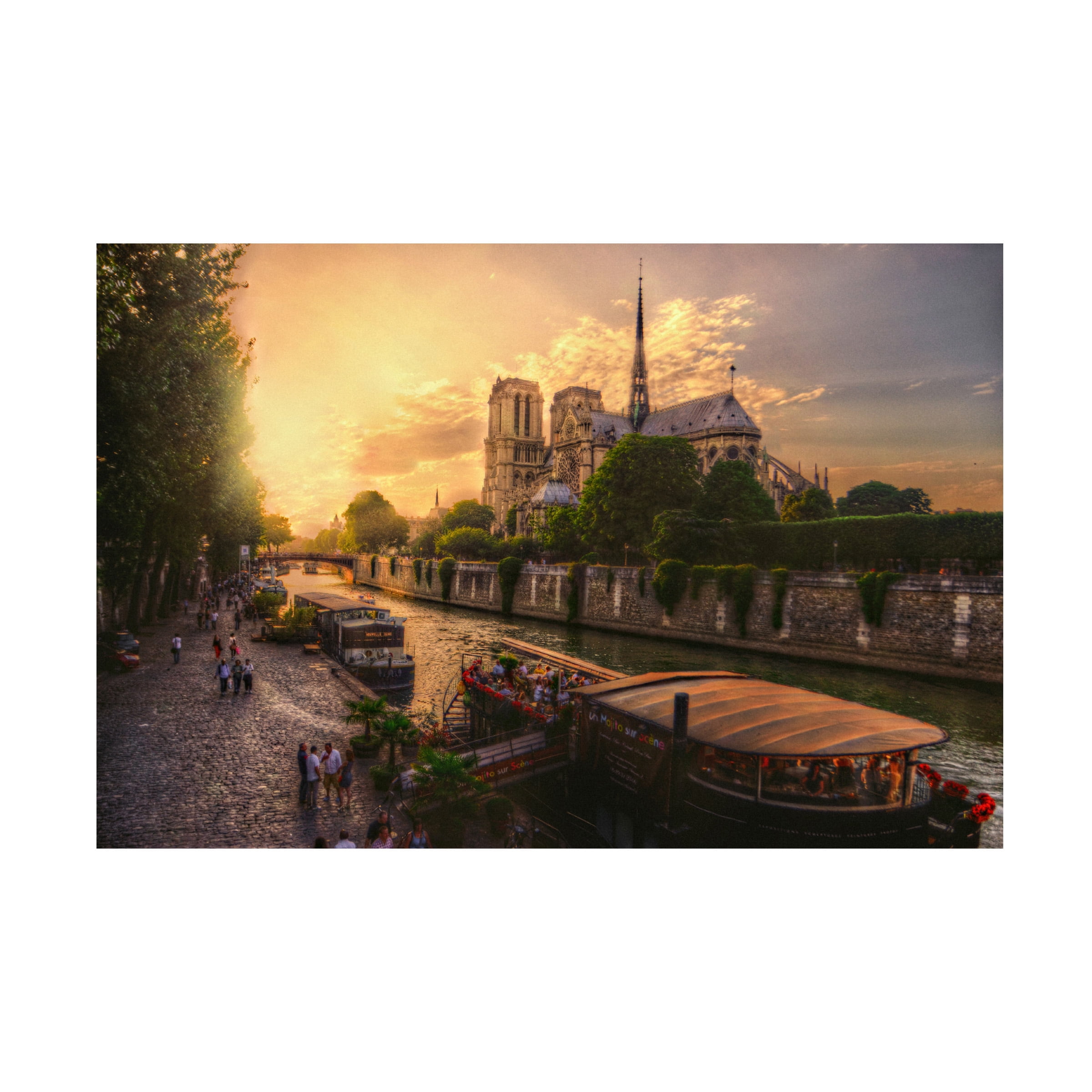 Canvas Wall Art - Mohamed Kazzaz 'Cathacdrale Notre Dame De Paris' Wall Art for Living Room, Bedroom, or Office DÃ©cor by Trademark Fine Art - 19 x 12 Inches