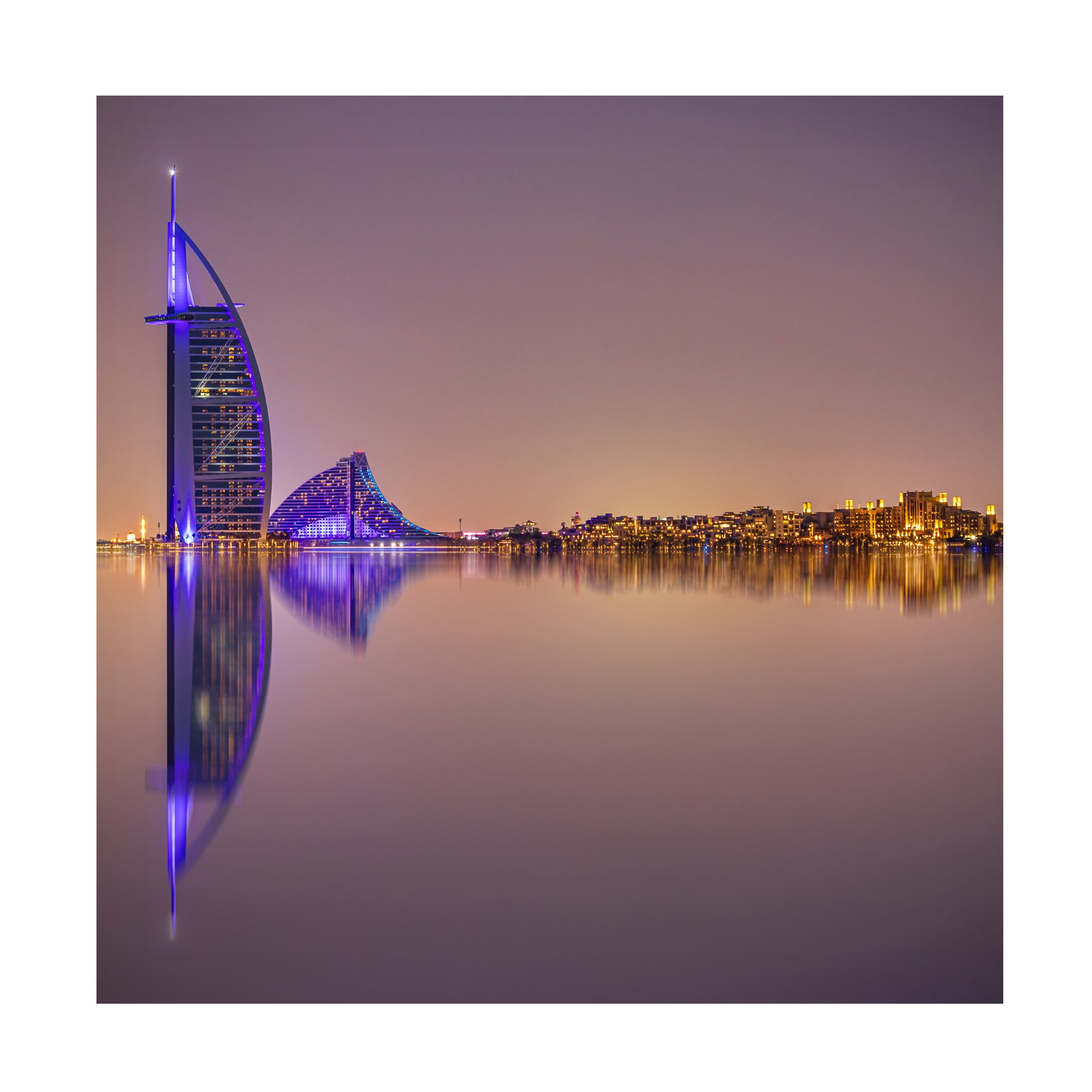 Canvas Wall Art - Mohammed Shamaa 'Burj Al Arab Reflections' Wall Art for Living Room, Bedroom, or Office D?cor by Trademark Fine Art - 35 x 35 Inches