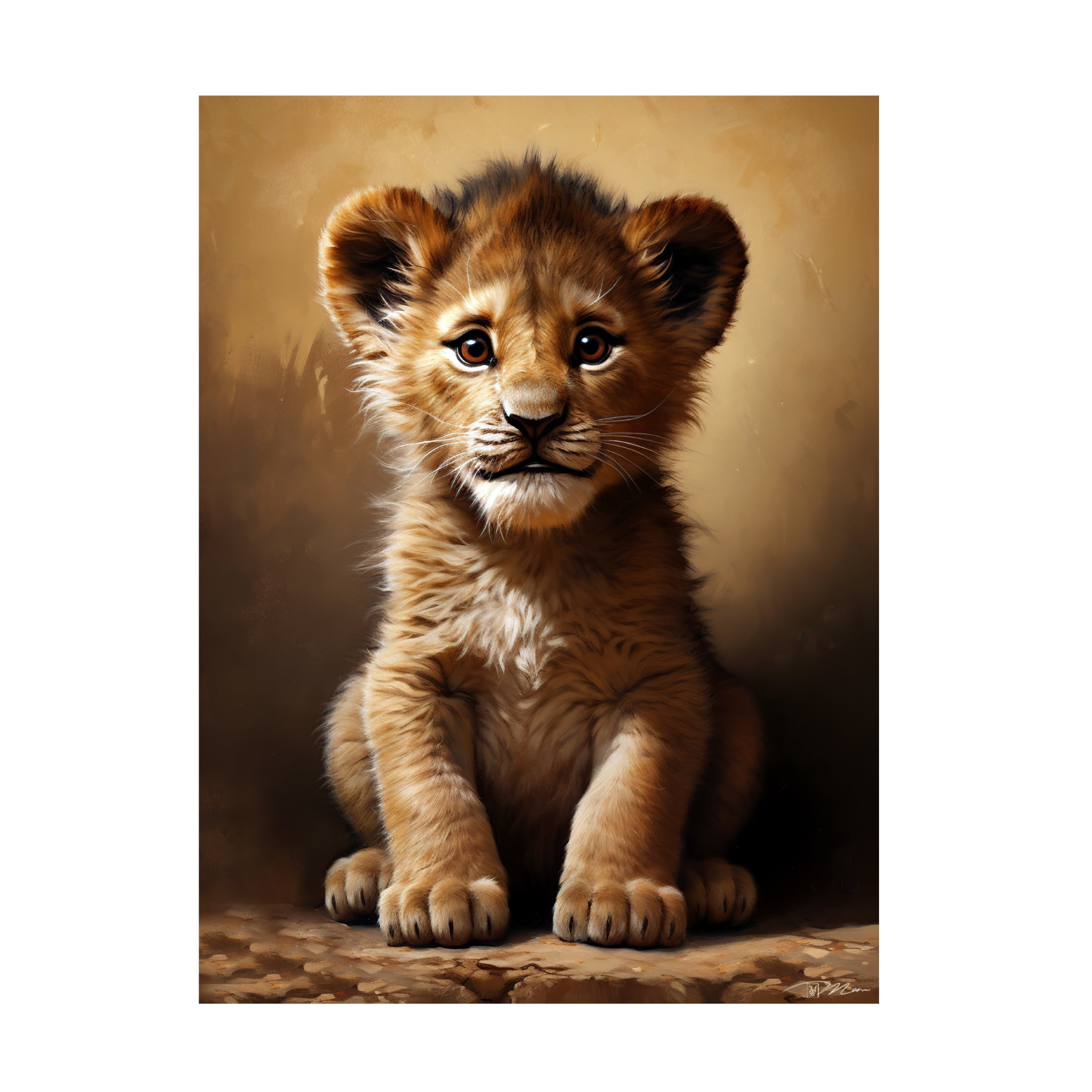 Canvas Wall Art - Momart 'Baby Lion 1' Wall Art for Living Room, Bedroom, or Office Décor by Trademark Fine Art - 35 x 47 Inches