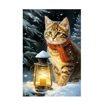 Canvas Wall Art - Momart 'Cats In The Snow 2' Wall Art for Living Room, Bedroom, or Office Décor by Trademark Fine Art - 12 x 19 Inches