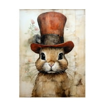 Canvas Wall Art - Momart 'Cute Rabbit With A Red Hat Baroque Style 1' Wall Art for Living Room, Bedroom, or Office DÃ©cor by Trademark Fine Art - 14 x 19 Inches