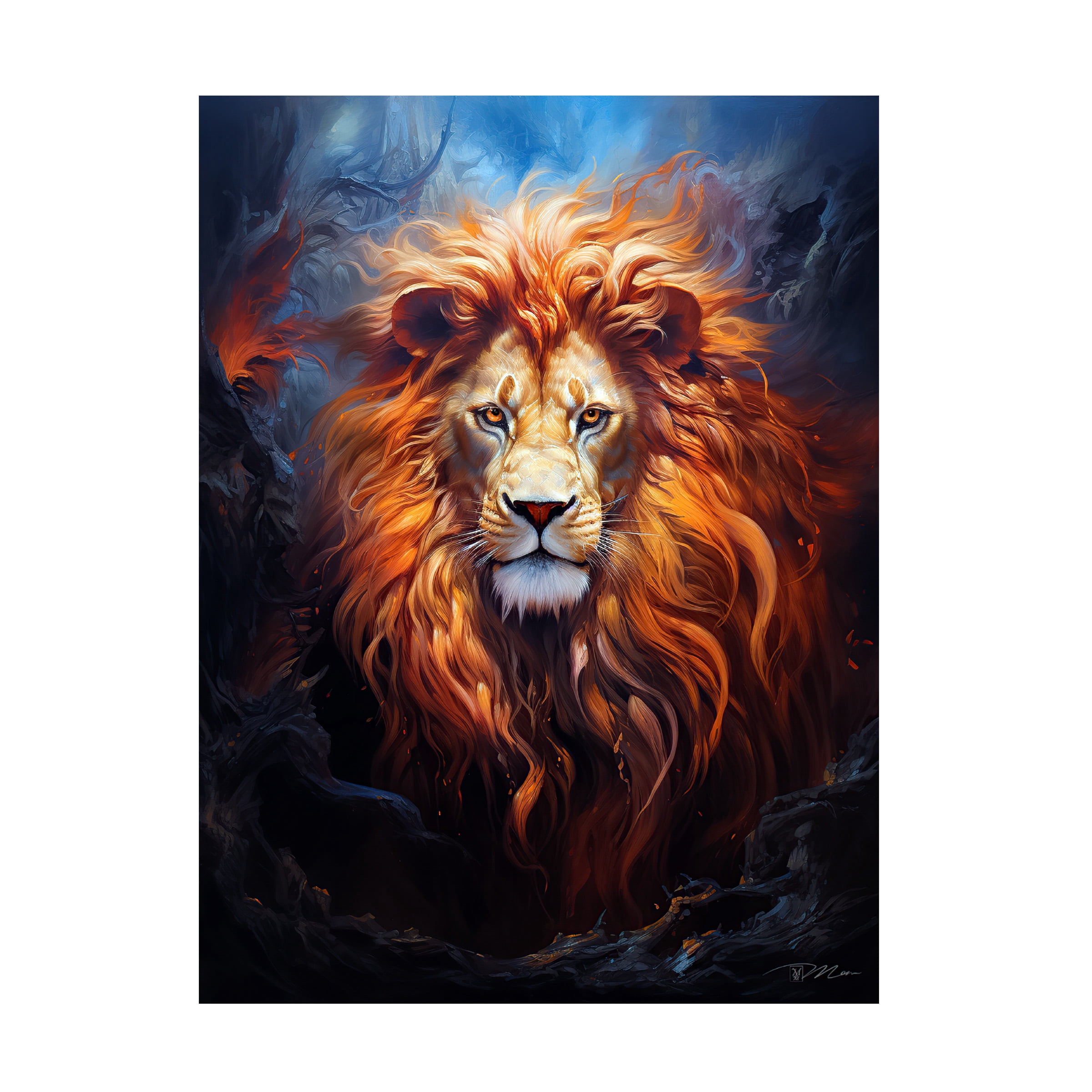 Canvas Wall Art - Momart 'Fire Lion' Wall Art for Living Room, Bedroom, or Office DÃ©cor by Trademark Fine Art - 14 x 19 Inches