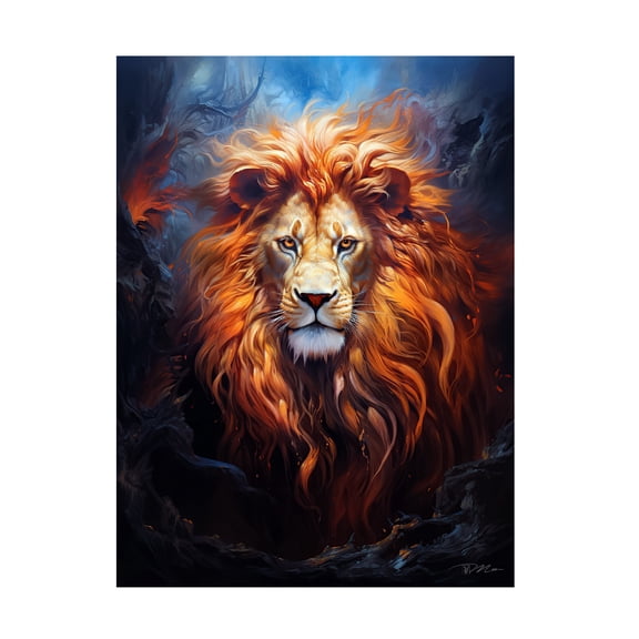 Canvas Wall Art - Momart 'Fire Lion' Wall Art for Living Room, Bedroom, or Office DÃ©cor by Trademark Fine Art - 24 x 32 Inches