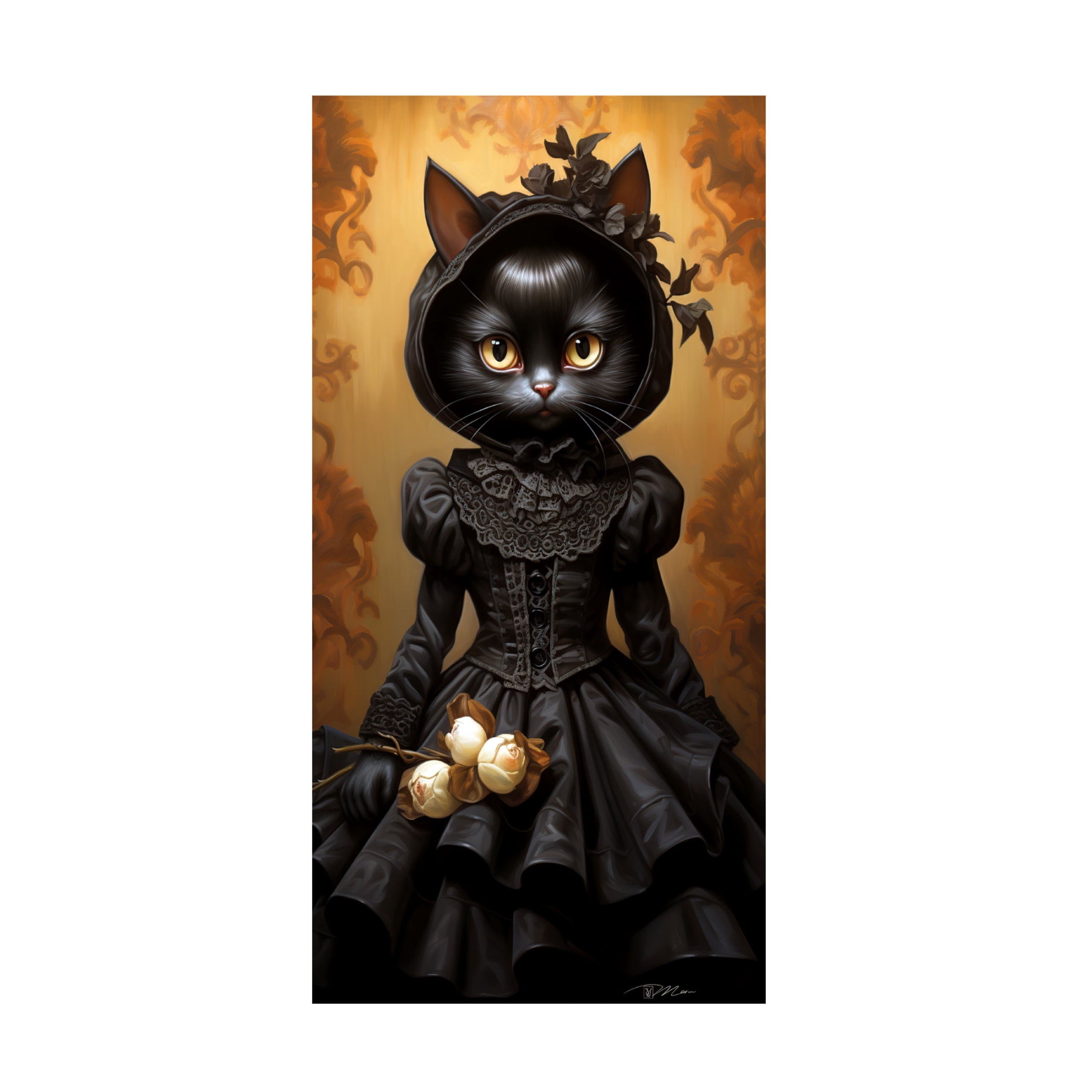 Canvas Wall Art - Momart 'Hallowen Cat Girl (1)' Wall Art for Living Room, Bedroom, or Office Décor by Trademark Fine Art - 16 x 32 Inches