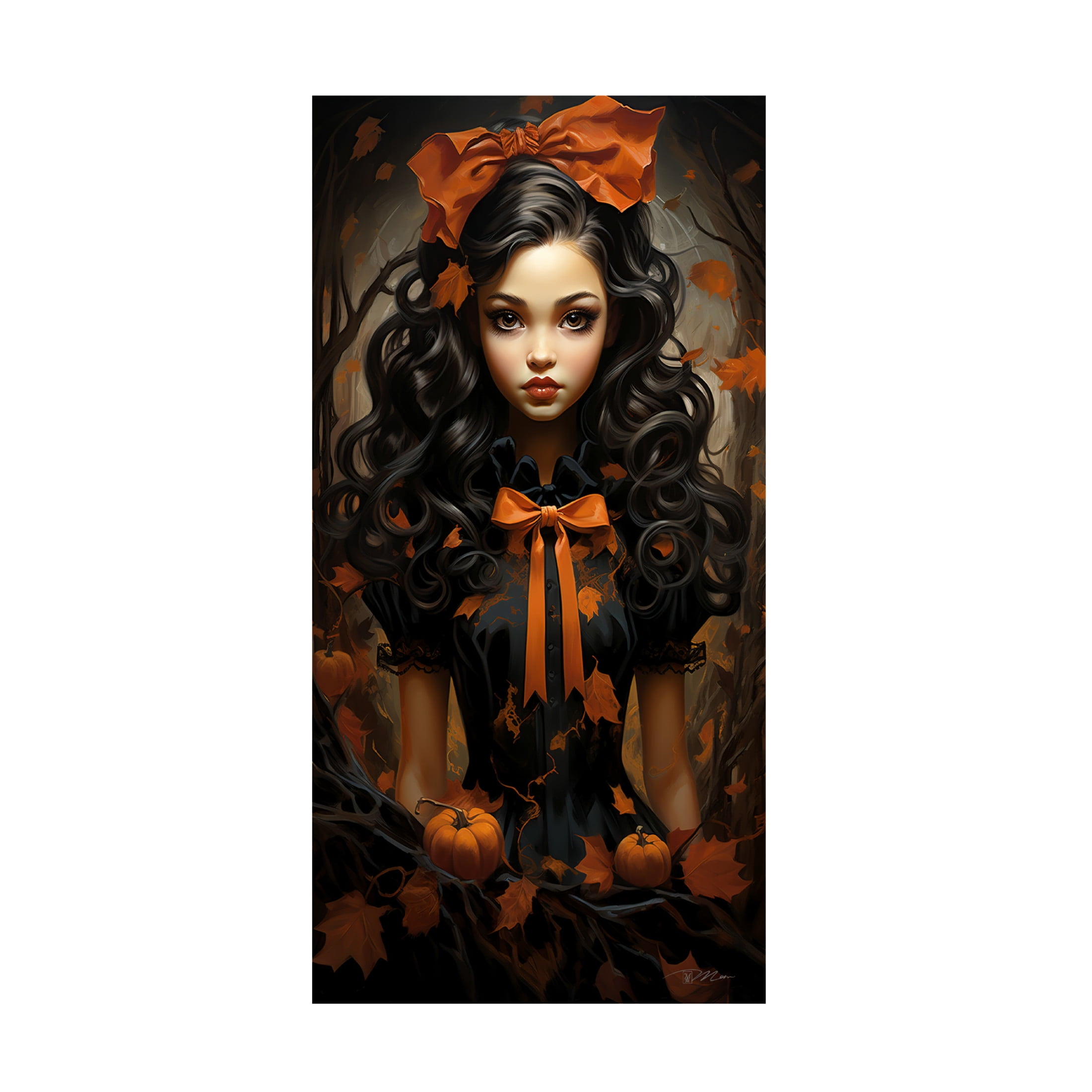 Canvas Wall Art - Momart 'Hallowen Girl (3)' Wall Art for Living Room, Bedroom, or Office Décor by Trademark Fine Art - 10 x 19 Inches
