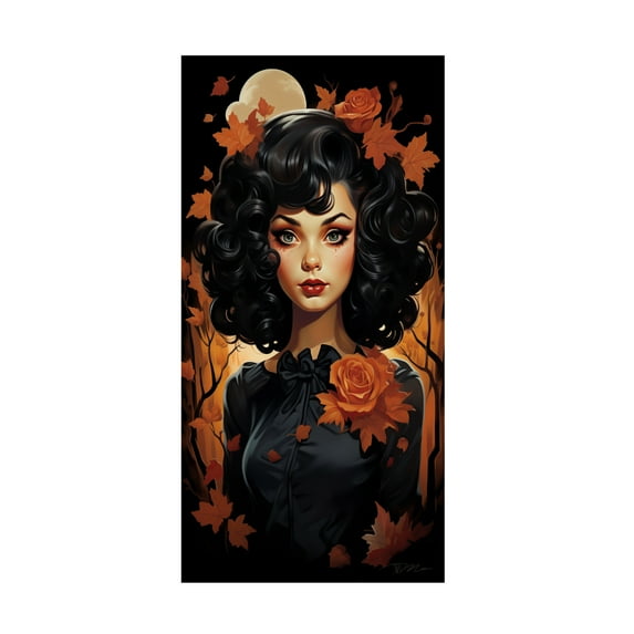 Canvas Wall Art - Momart 'Hallowen Girl (4)' Wall Art for Living Room, Bedroom, or Office Décor by Trademark Fine Art - 12 x 24 Inches