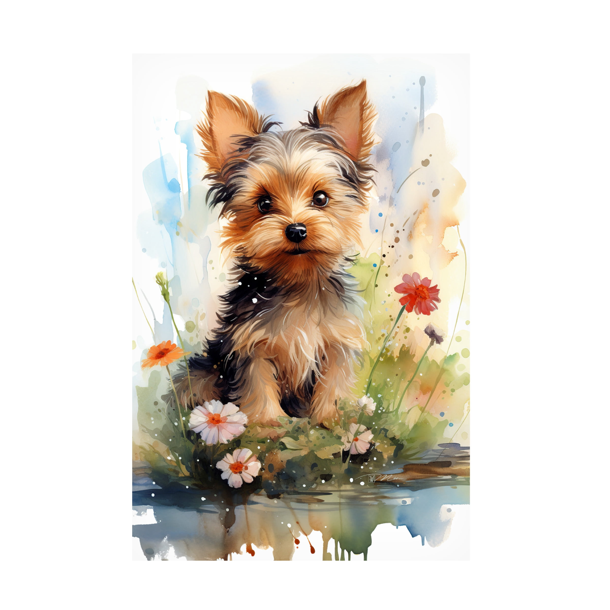 Canvas Wall Art - Momart 'Happy Puppy 1' Wall Art for Living Room, Bedroom, or Office DÃ©cor by Trademark Fine Art - 30 x 47 Inches