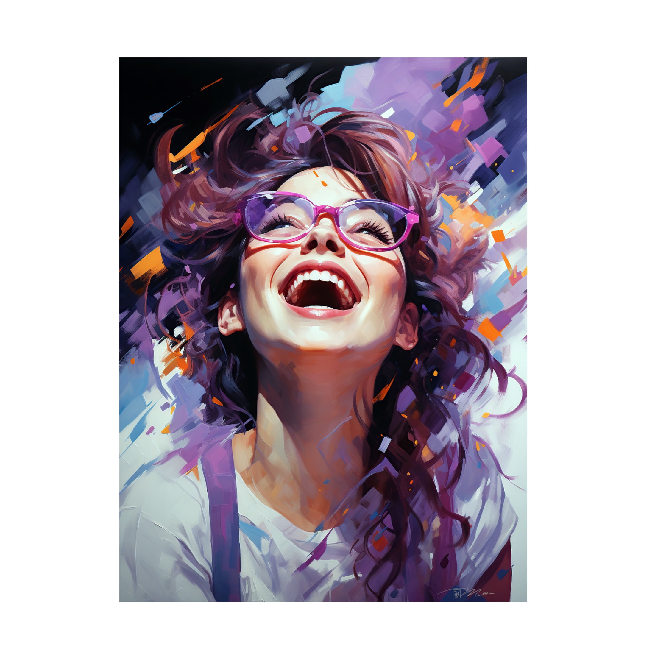 Canvas Wall Art - Momart 'Happy Purple 2' Wall Art for Living Room, Bedroom, or Office Décor by Trademark Fine Art - 24 x 32 Inches