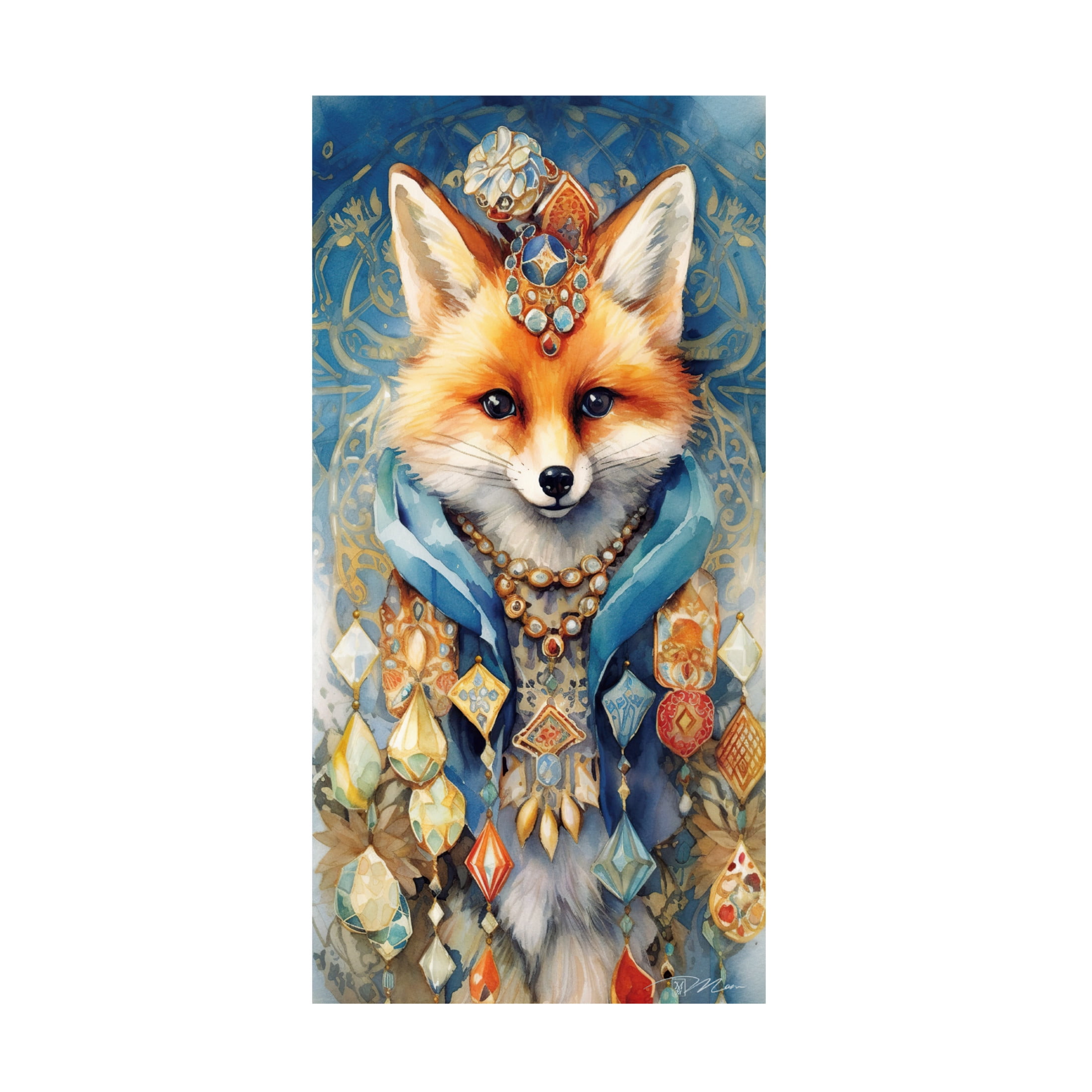 Canvas Wall Art - Momart 'Treasure Keepers Fox 2' Wall Art for Living Room, Bedroom, or Office Décor by Trademark Fine Art - 24 x 47 Inches