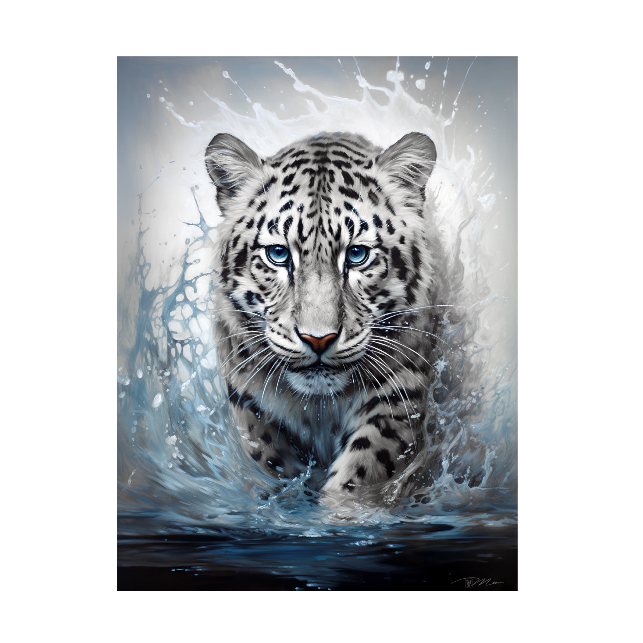 Canvas Wall Art - Momart 'White Leopard' Wall Art for Living Room, Bedroom, or Office Décor by Trademark Fine Art - 24 x 32 Inches