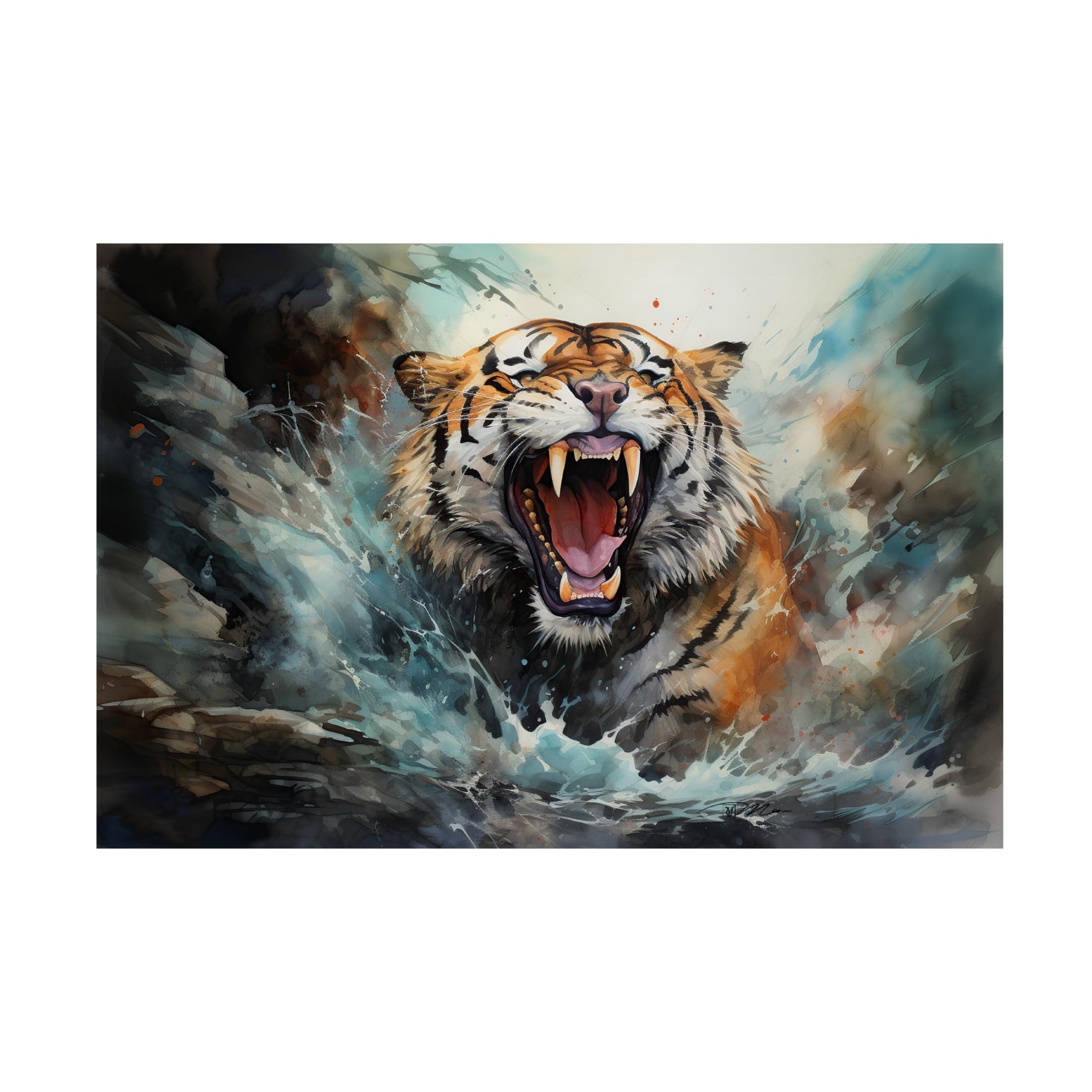 Canvas Wall Art - Momart 'Wild Life Of Predators In Watercolor 1' Wall Art for Living Room, Bedroom, or Office Décor by Trademark Fine Art - 19 x 12 Inches
