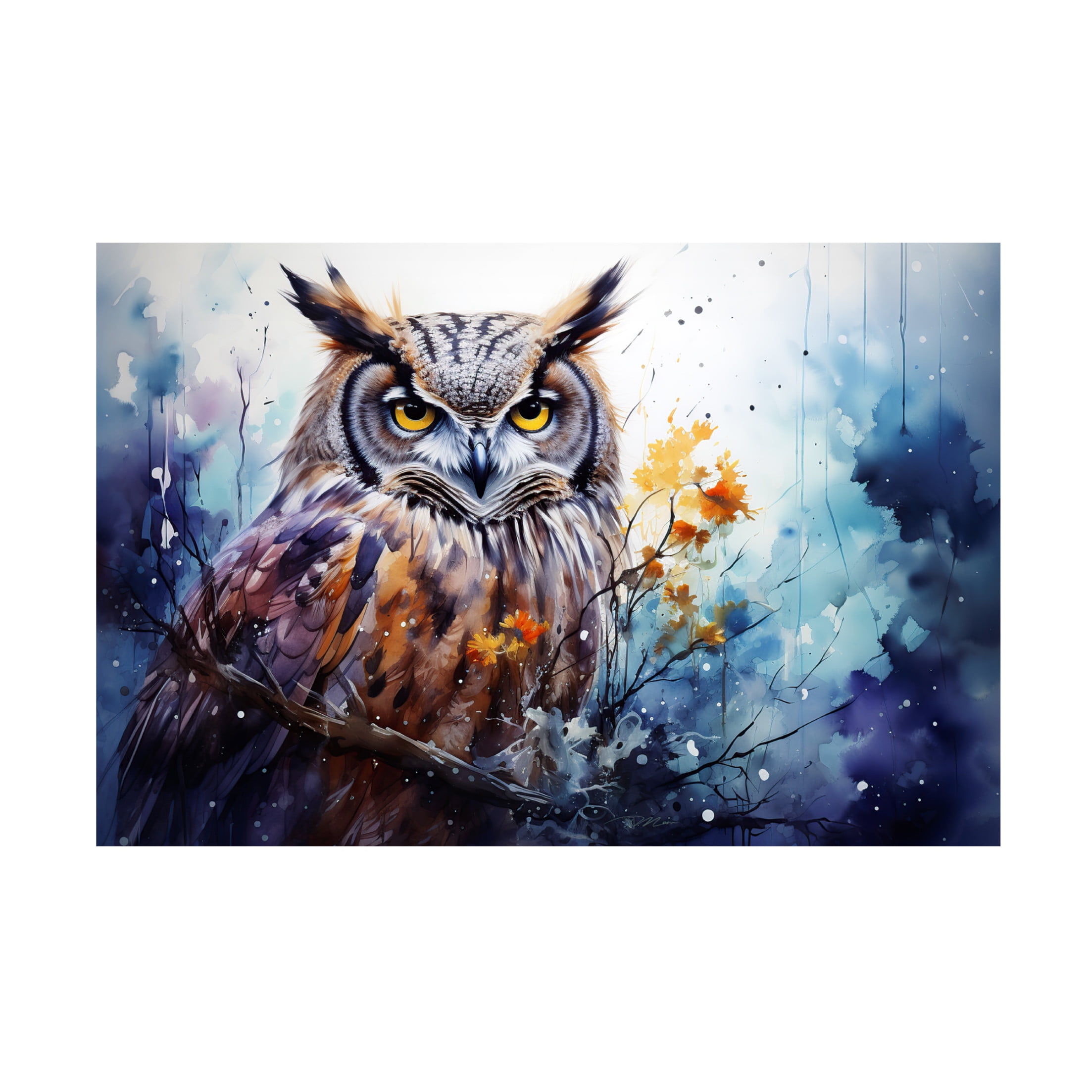 Canvas Wall Art - Momart 'Wild Life Of Predators In Watercolor 2' Wall Art for Living Room, Bedroom, or Office Décor by Trademark Fine Art - 32 x 22 Inches