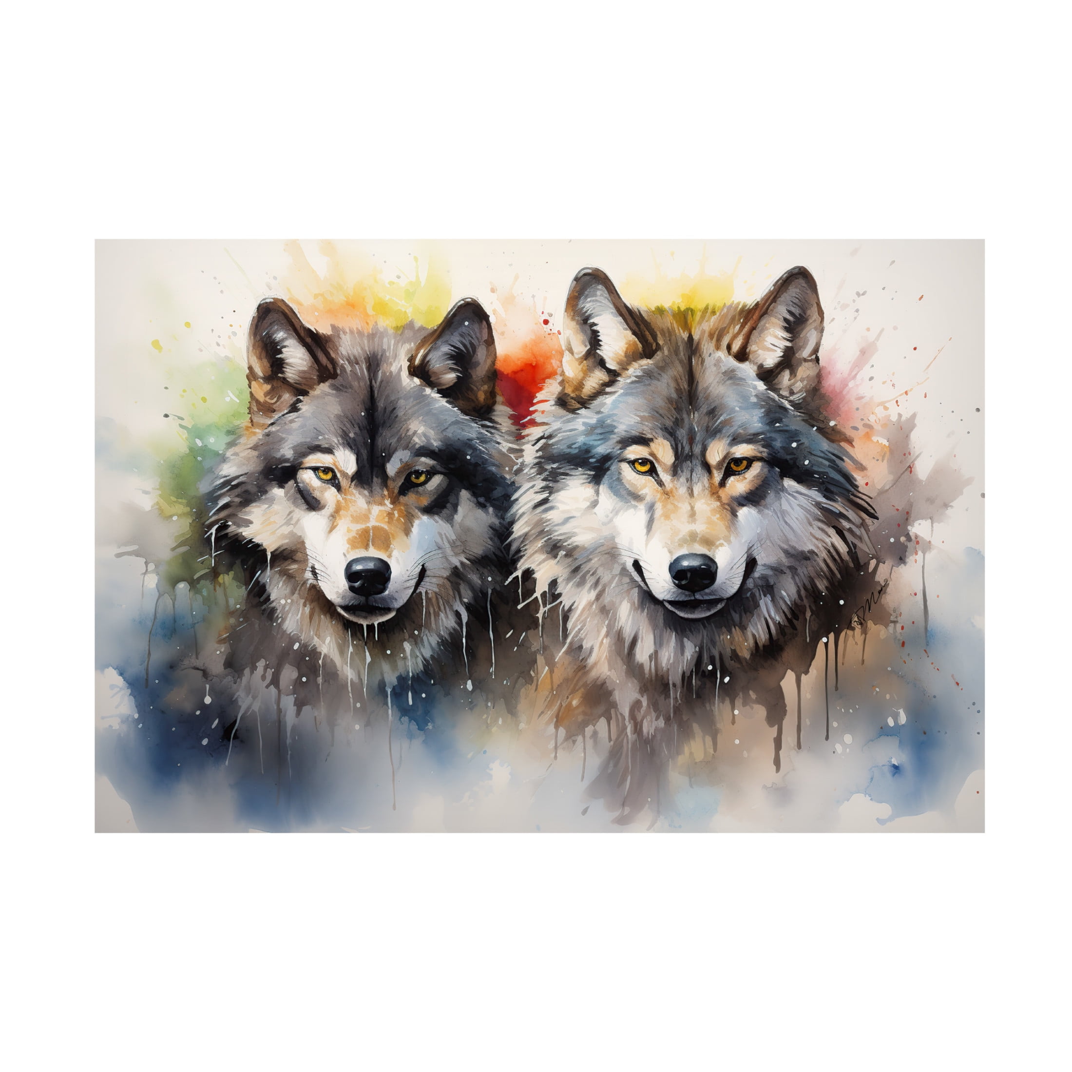 Canvas Wall Art - Momart 'Wild Life Of Predators In Watercolor 8' Wall Art for Living Room, Bedroom, or Office Décor by Trademark Fine Art - 24 x 16 Inches