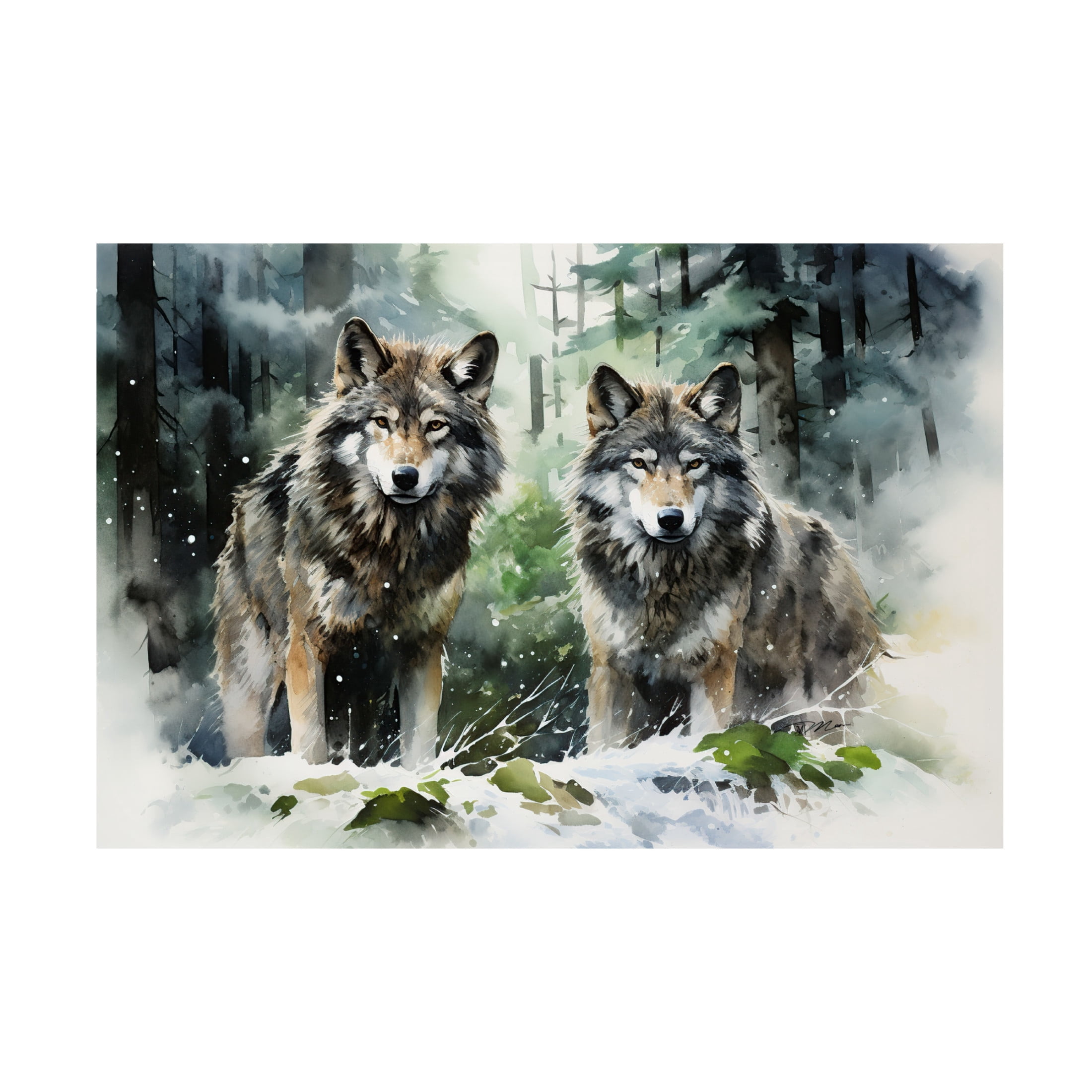 Canvas Wall Art - Momart 'Wild Life Of Predators In Watercolor 9' Wall Art for Living Room, Bedroom, or Office Décor by Trademark Fine Art - 19 x 12 Inches