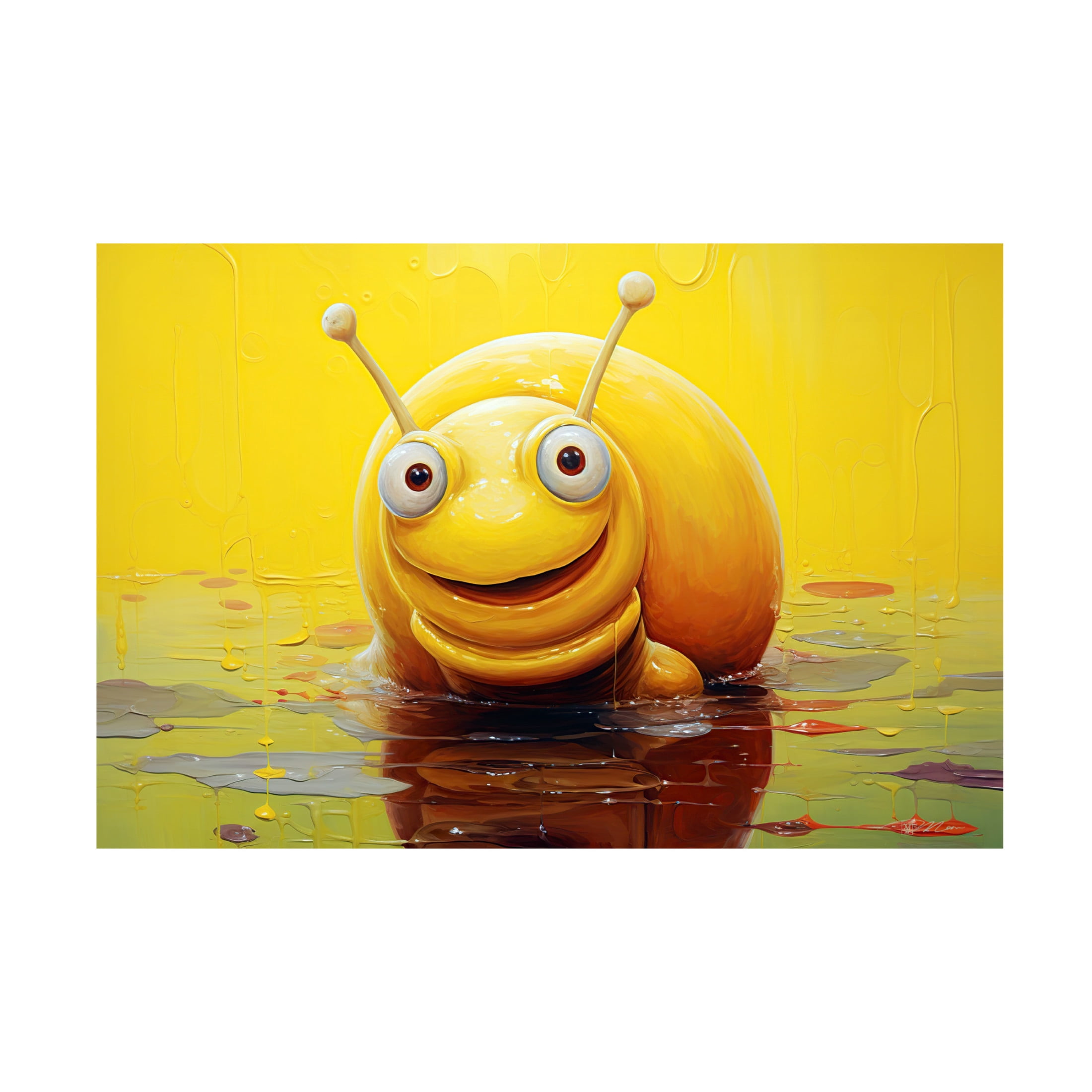 Canvas Wall Art - Momart 'Yellow Snail' Wall Art for Living Room, Bedroom, or Office Décor by Trademark Fine Art - 32 x 22 Inches