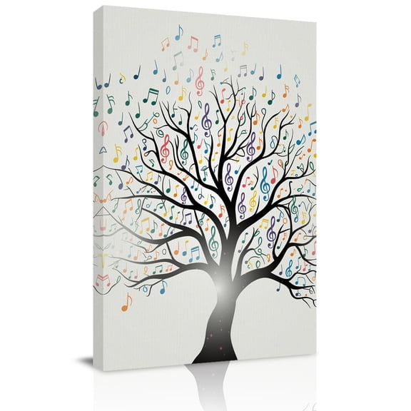 Canvas Wall Art, Music Tree Framed Canvas Prints for Living Room Office, Modern Abstract Art Note Branches Extra Large Gallery Wrapped Wall Decor for Home Office, Gifts, 24"x32" Ship Next Day