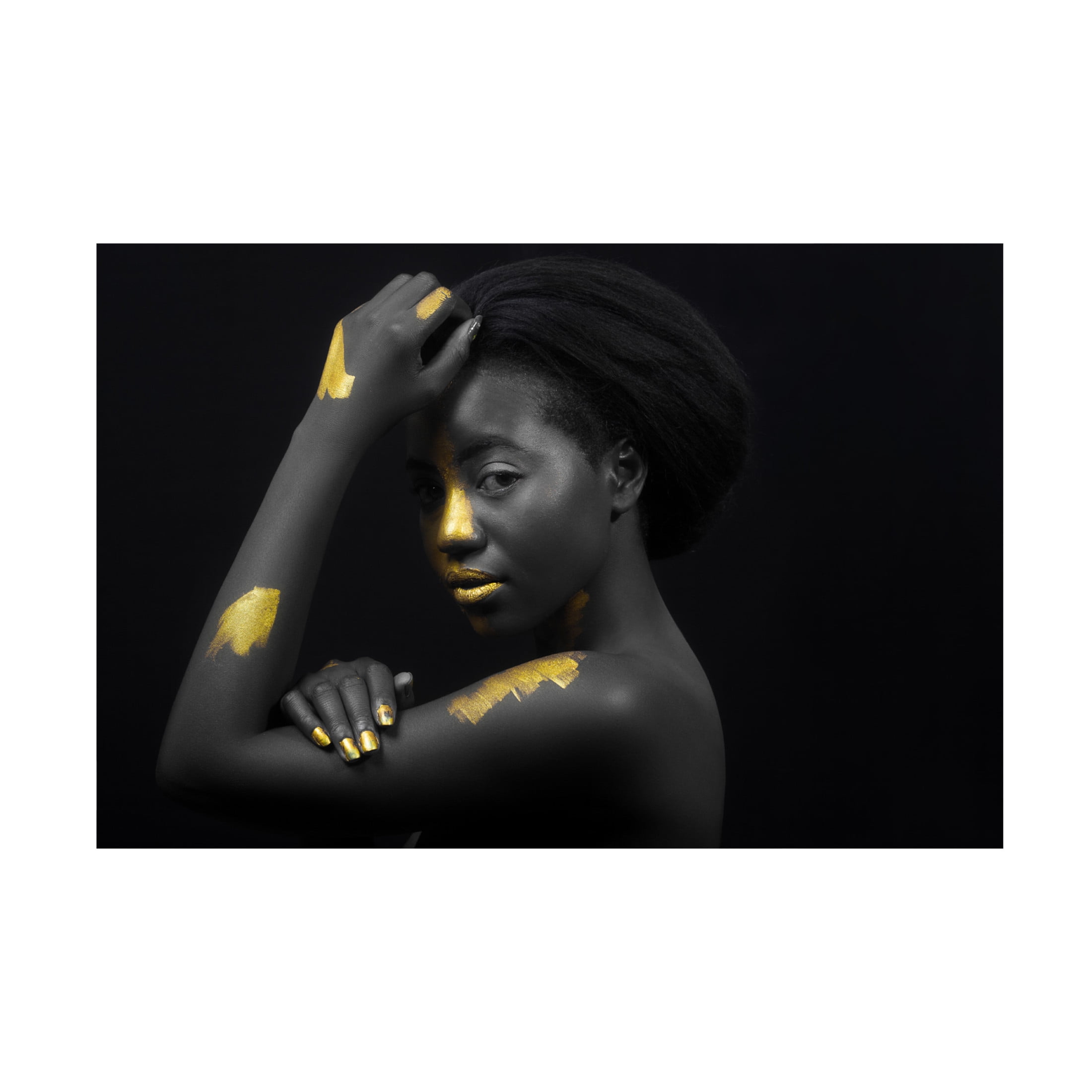 Canvas Wall Art - NSPD Studios 'Breaking Through - Black And Gold 1' Wall Art for Living Room, Bedroom, or Office Décor by Trademark Fine Art - 19 x 12 Inches