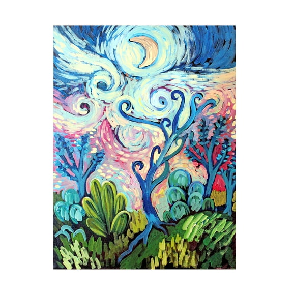 Canvas Wall Art - Natasha Wescoat 'Desert Night' Wall Art for Living Room, Bedroom, or Office Décor by Trademark Fine Art - 14 x 19 Inches