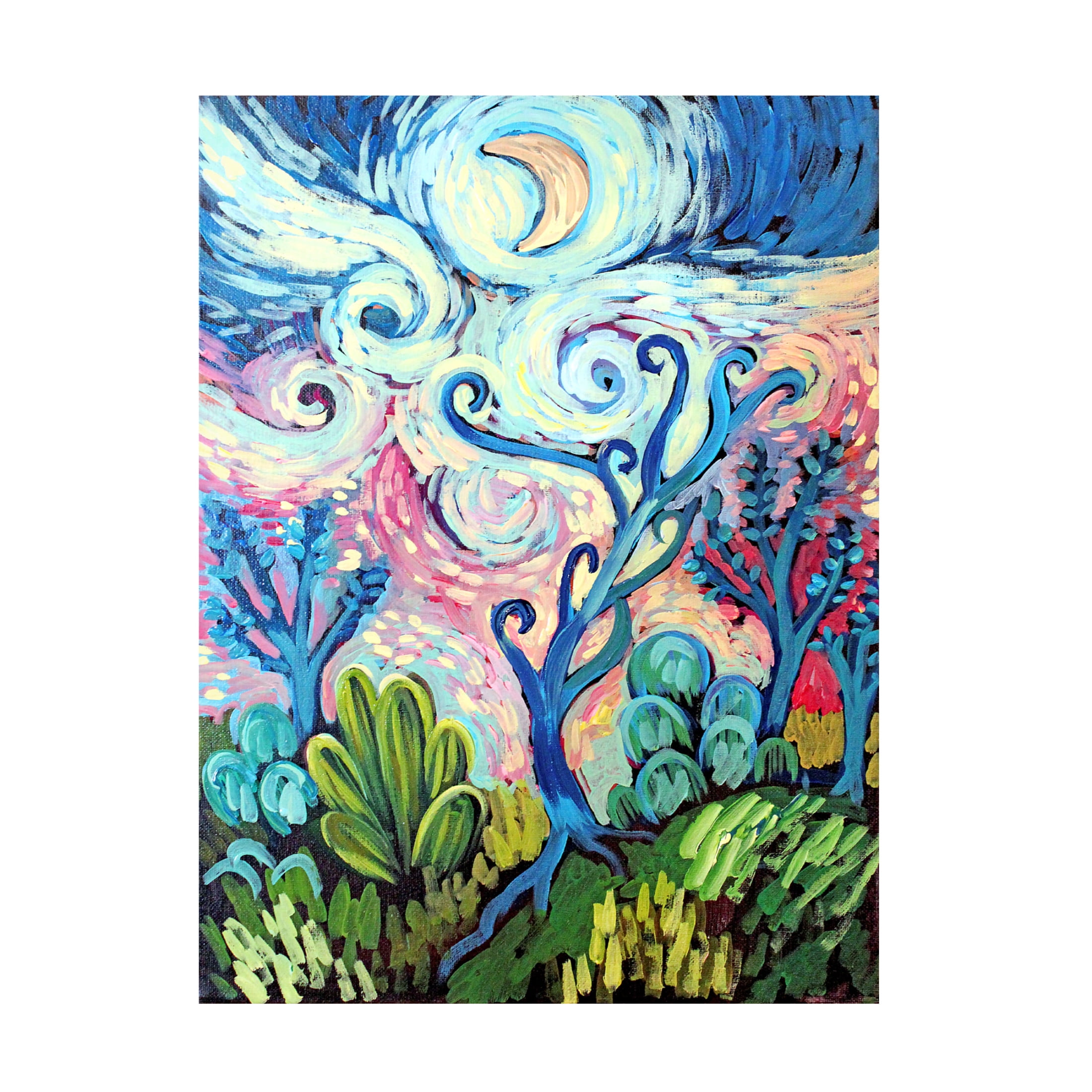 Canvas Wall Art - Natasha Wescoat 'Desert Night' Wall Art for Living Room, Bedroom, or Office Décor by Trademark Fine Art - 35 x 47 Inches