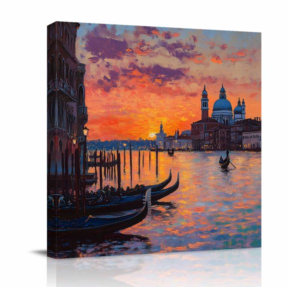 Canvas Wall Art, Nature Scenery Framed Canvas Prints for Bathroom Desk, Farmhouse City View Sunset Classic House Small Gallery Wrapped Wall Decor for Home Office, Gifts, 8"x8" Ship Next Day