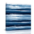 thumbnail image 1 of Canvas Wall Art, Navy Blue Ombre Framed Canvas Prints for Bathroom Kitchen, Modern Oil Painting Waves Abstract Gallery Wrapped Wall Decor for Home Office, Gifts, 10"x10" Ship Next Day, 1 of 9